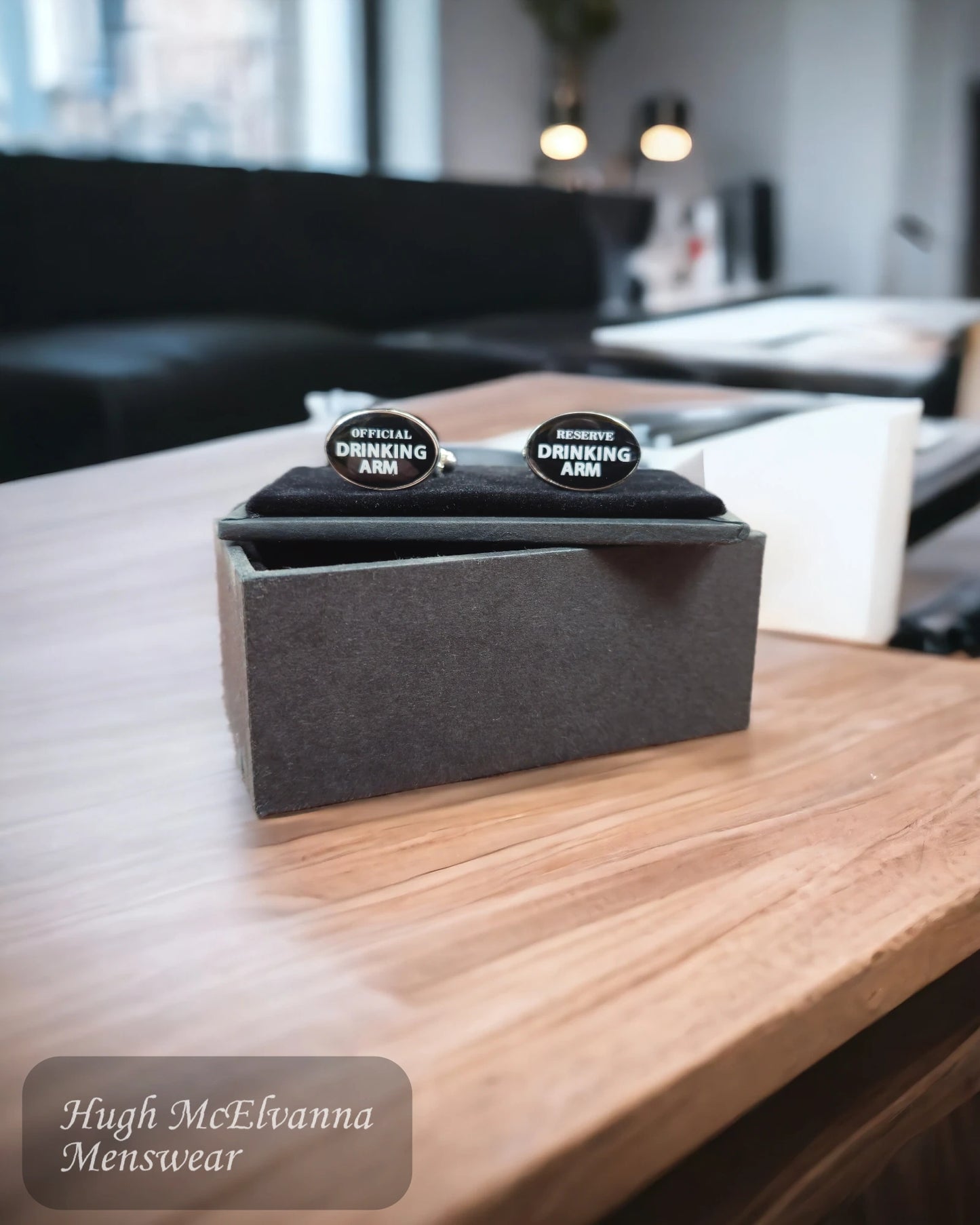 Novelty Cufflink Set - Drinking Arm from Hugh McElvanna Menswear