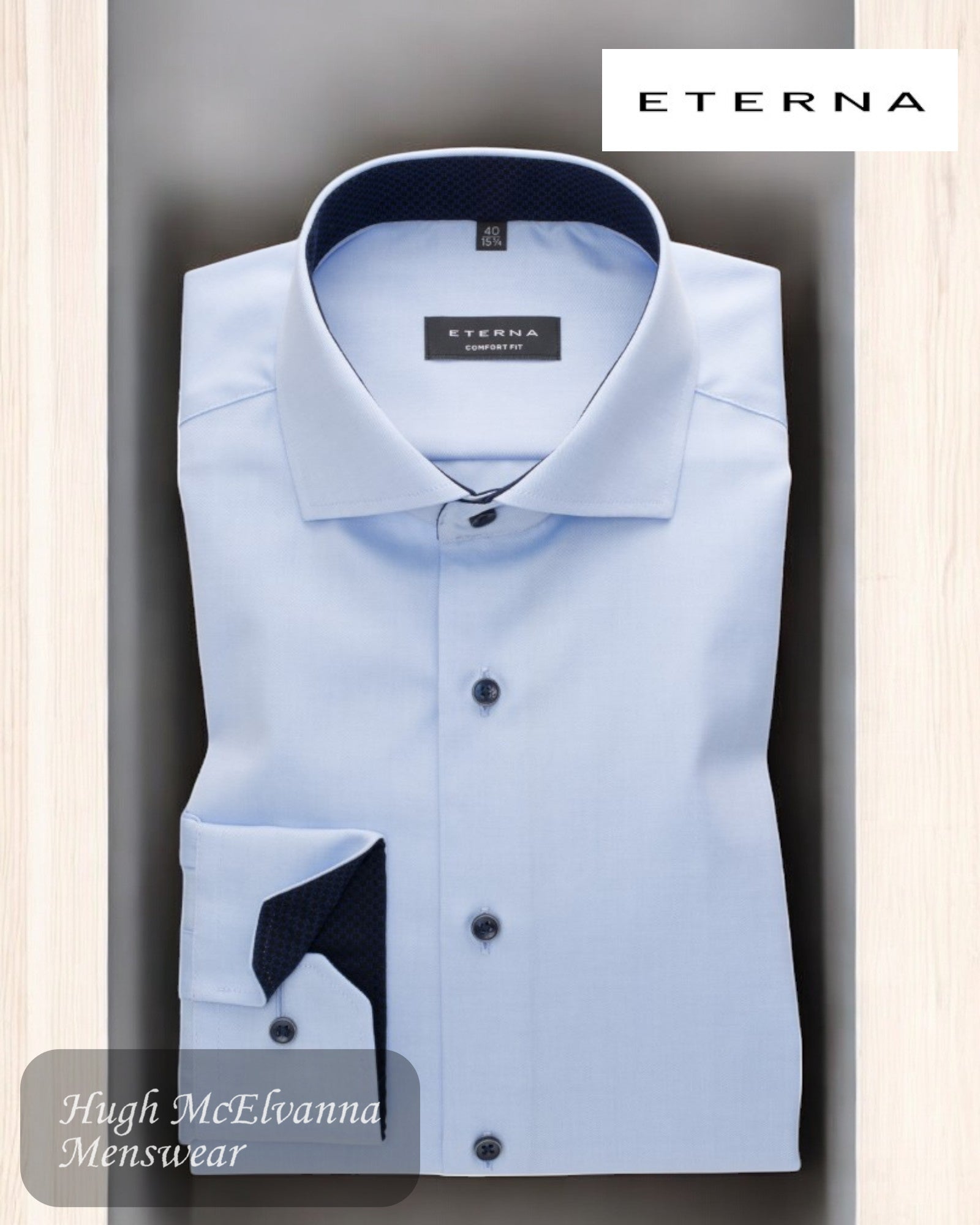 ETERNA Blue COMFORT FIT Shirt - 8819 10 E15V - Hugh McElvanna Menswear 