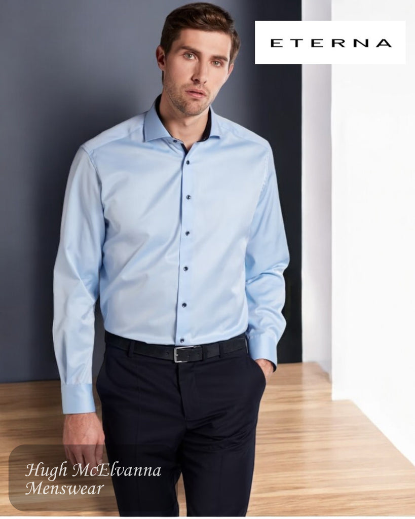 ETERNA Blue COMFORT FIT Shirt - 8819 10 E15V - Front Detail