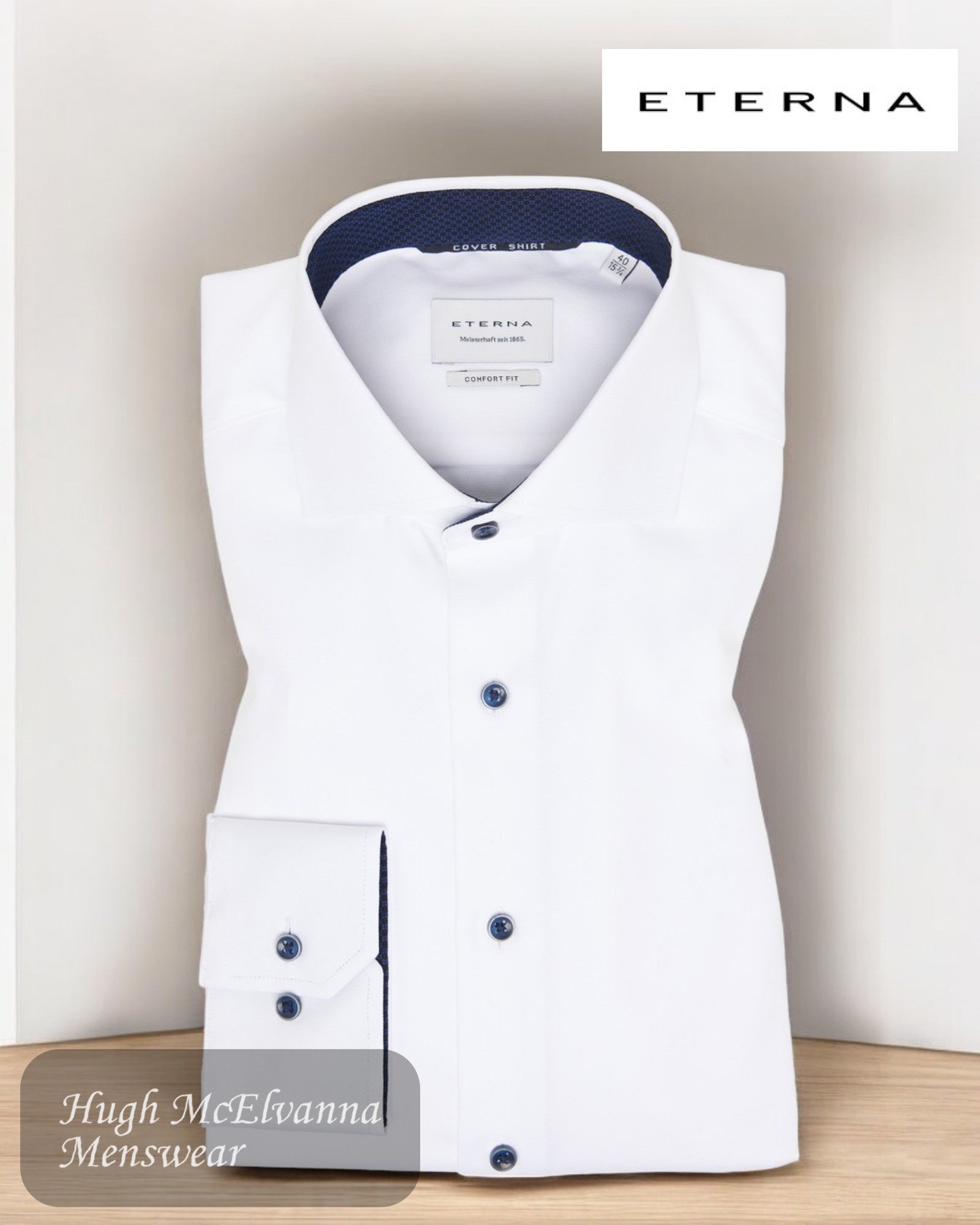 ETERNA White COMFORT FIT Shirt - 8819 00 E15V - Hugh McElvanna Menswear 