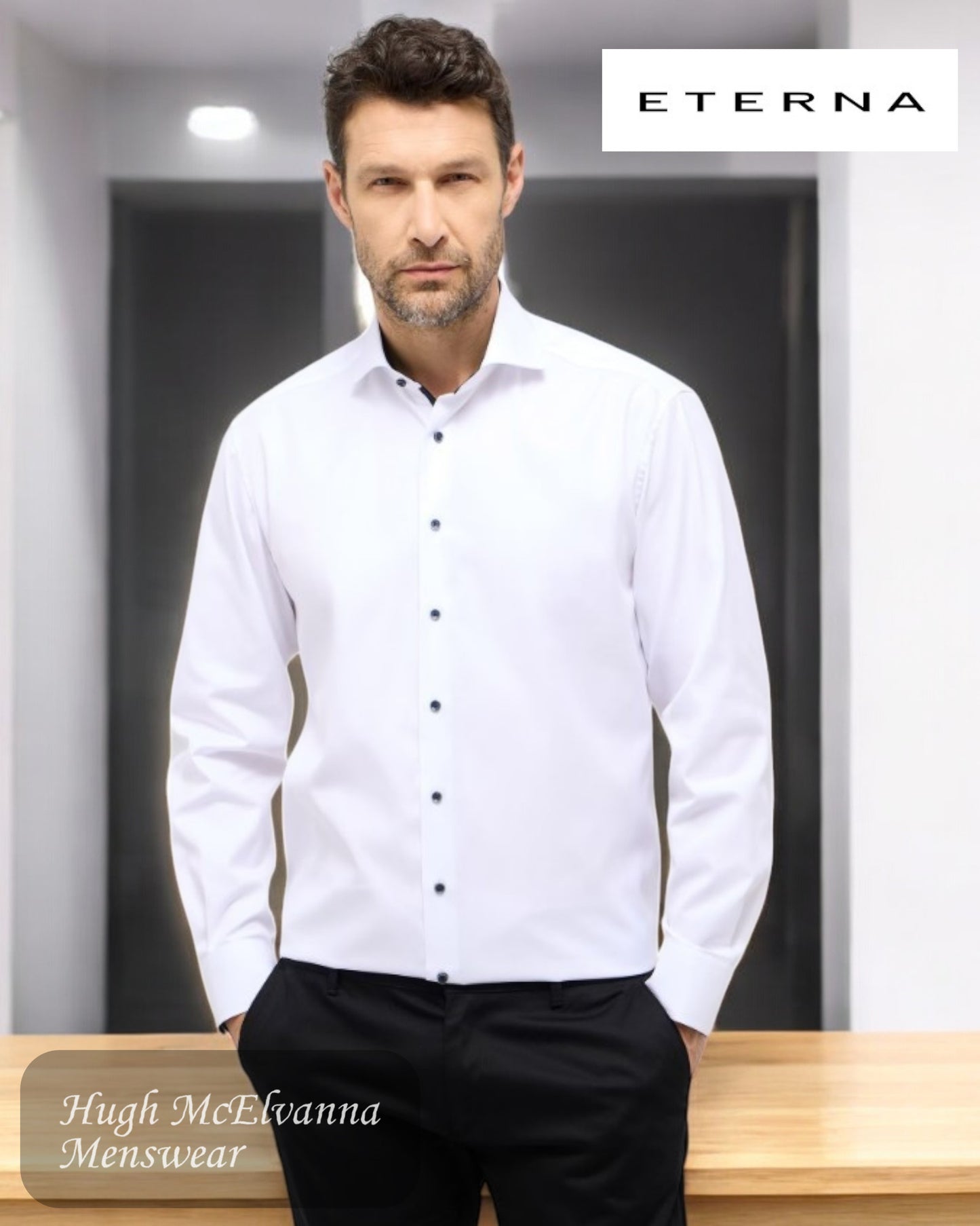 ETERNA White COMFORT FIT Shirt - 8819 00 E15V - Front detail