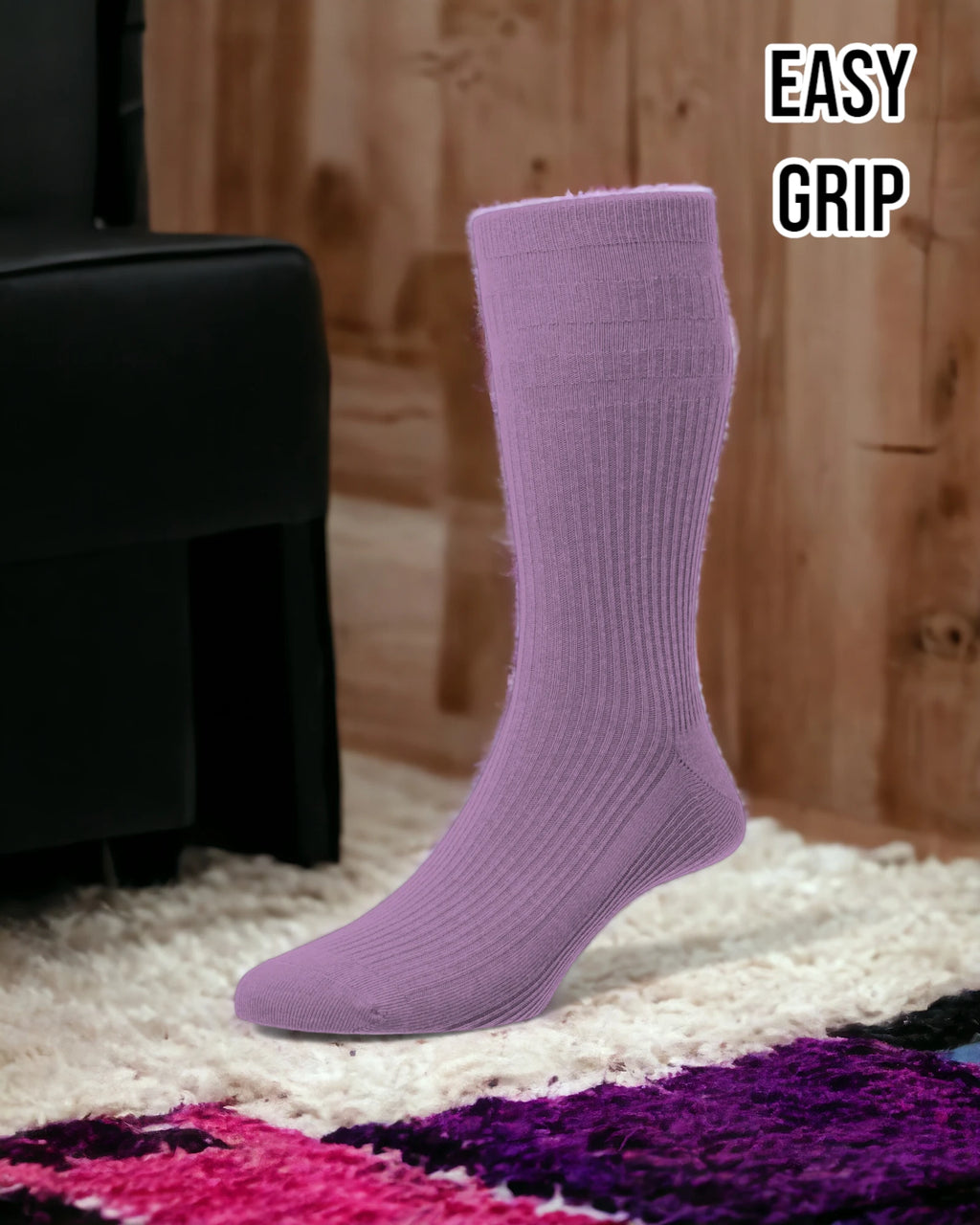 Purple Wool Rich Easy Grip Socks from Hugh McElvanna Menswear