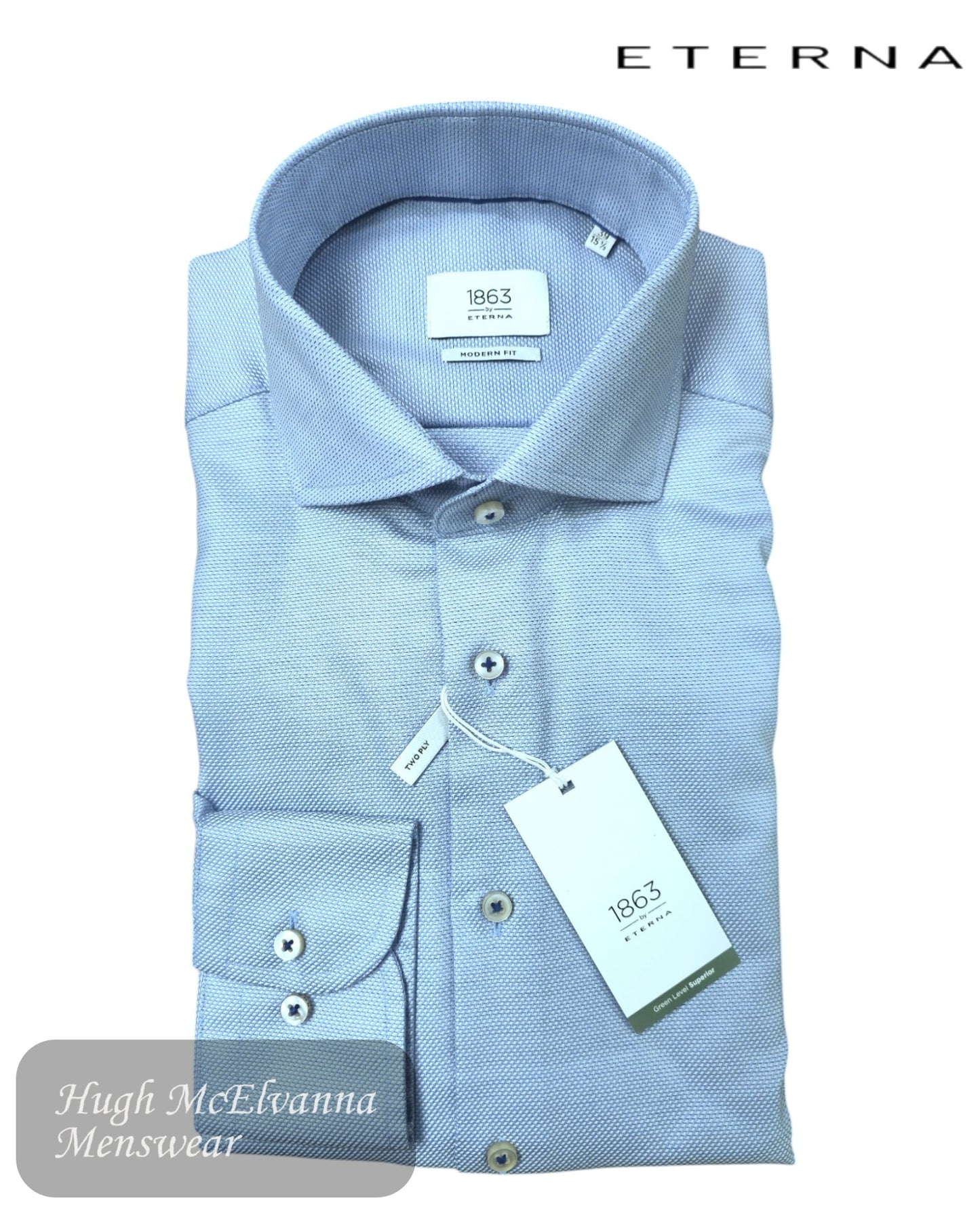 Eterna 1863 Modern Fit Light Blue Textured Shirt – 100% Cotton (Style: 1187-12_X68V)