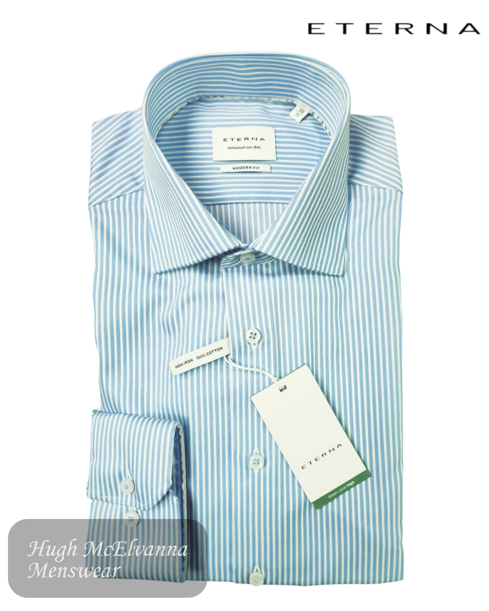 Eterna 1863 Modern Fit Blue Striped Shirt – 4139/12-X18K