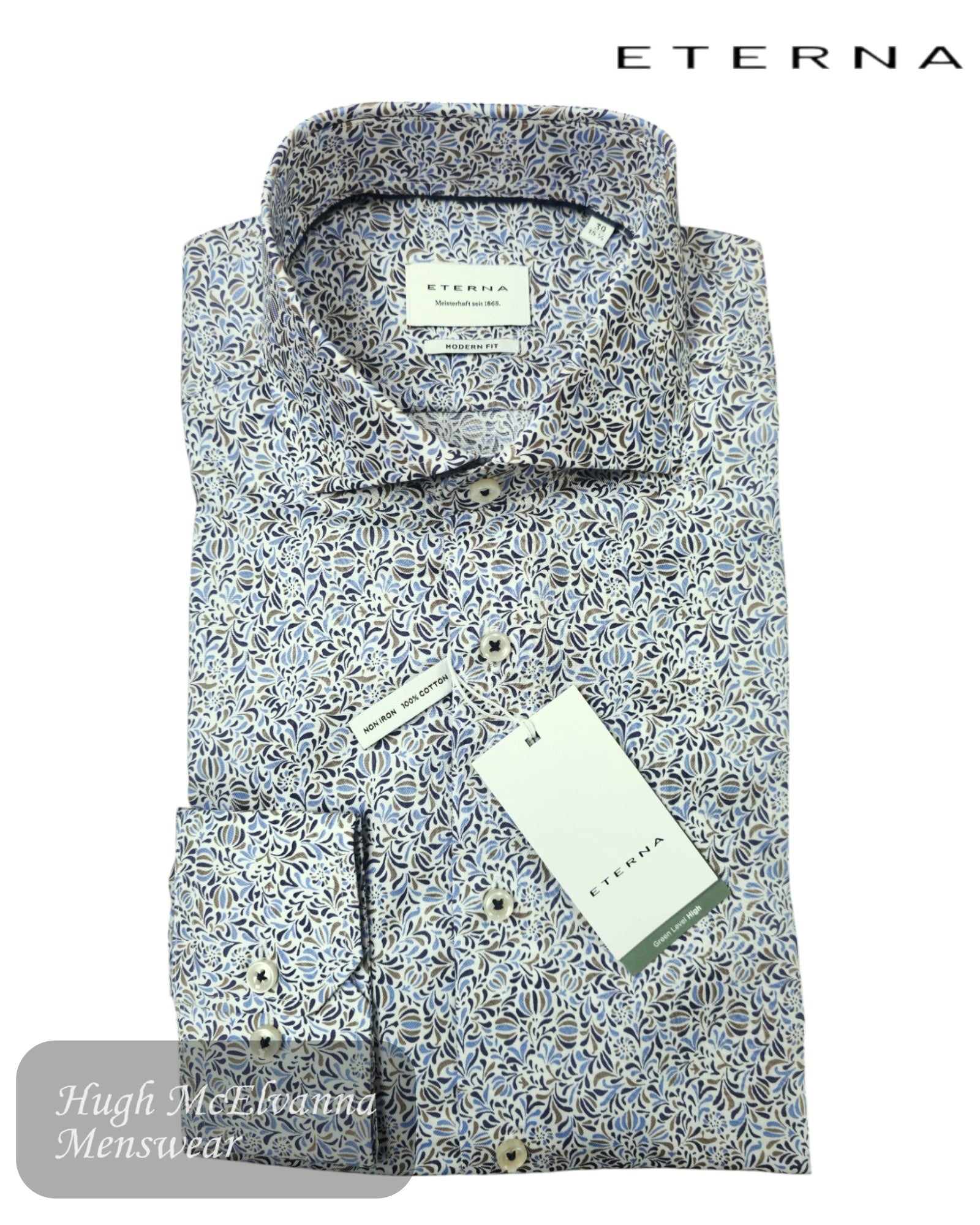 ETERNA Modern Fit Blue Print Shirt – 4391-12_X17V - a perfect blend of sophistication and practicality.