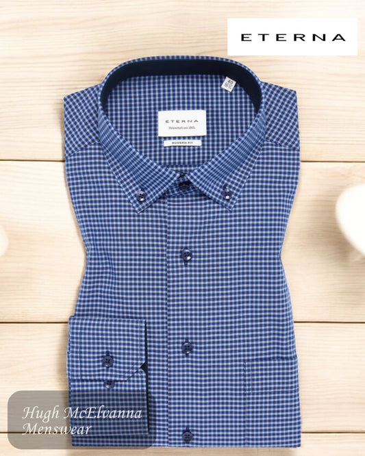 ETERNA Dk. Blue Modern Fit Vichy Check Shirt