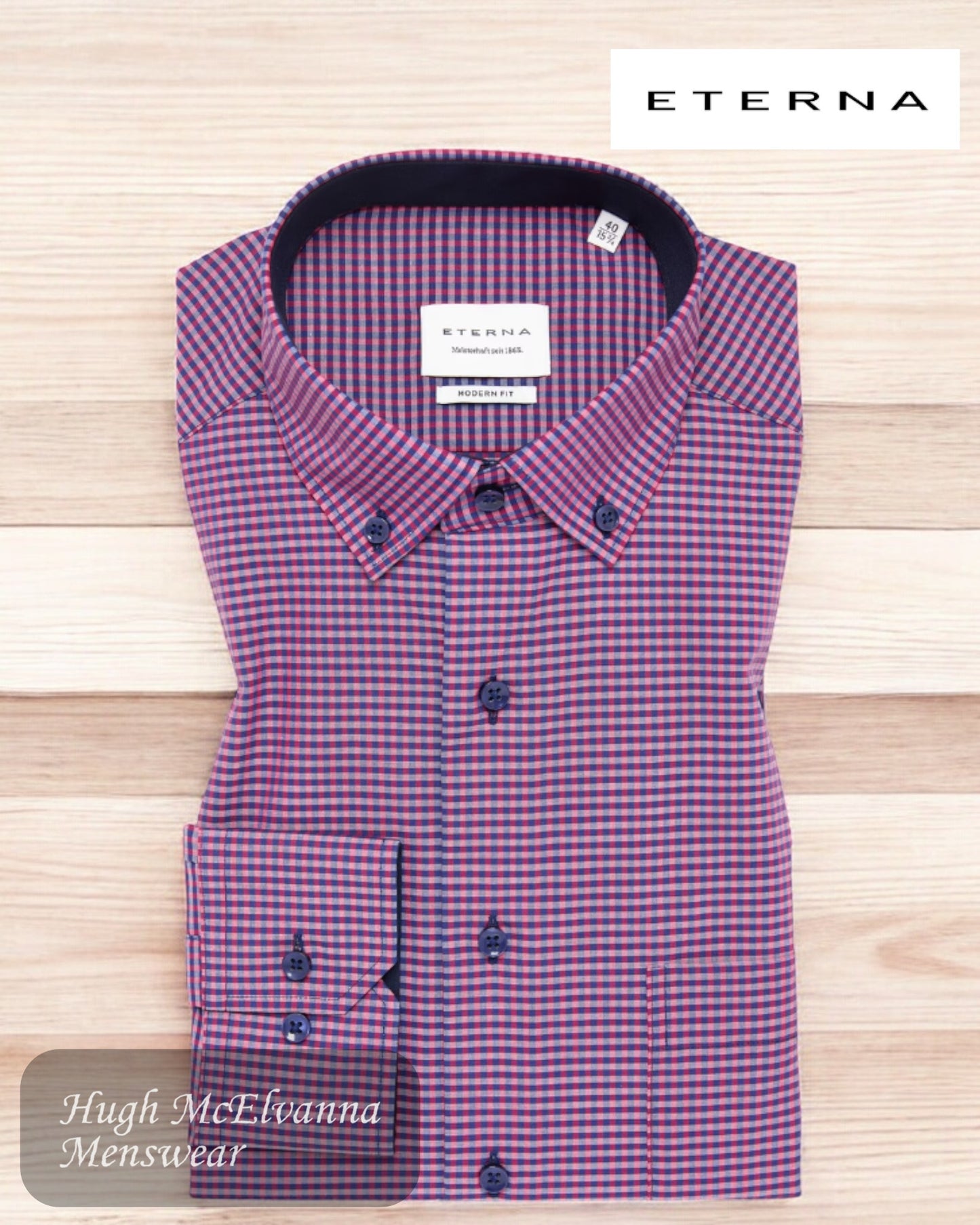 ETERNA Red Modern Fit Vichy Check Shirt