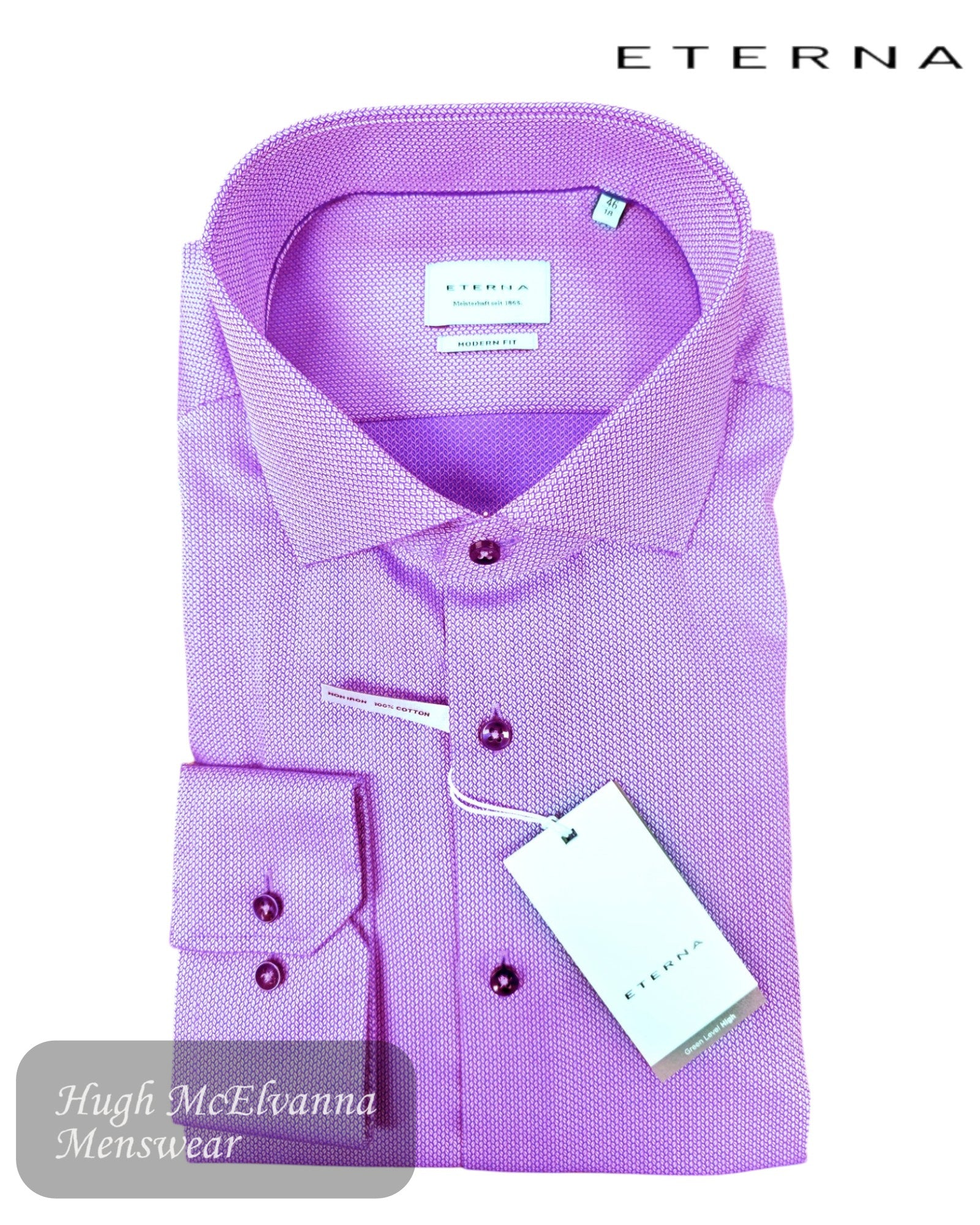 Eterna Modern Fit Purple Micro Pattern Shirt - 1178-94_X17V | Men's Long Sleeve Cotton Dress Shirt