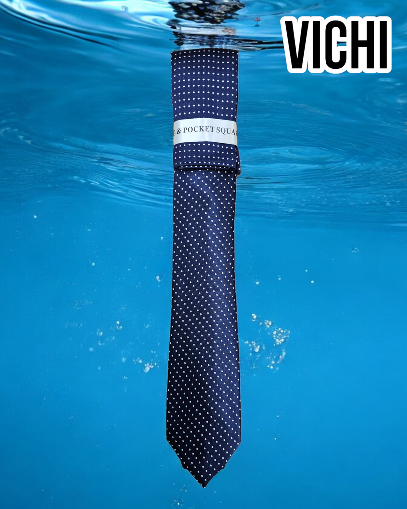 Vichi F92 Navy Polkadot Tie