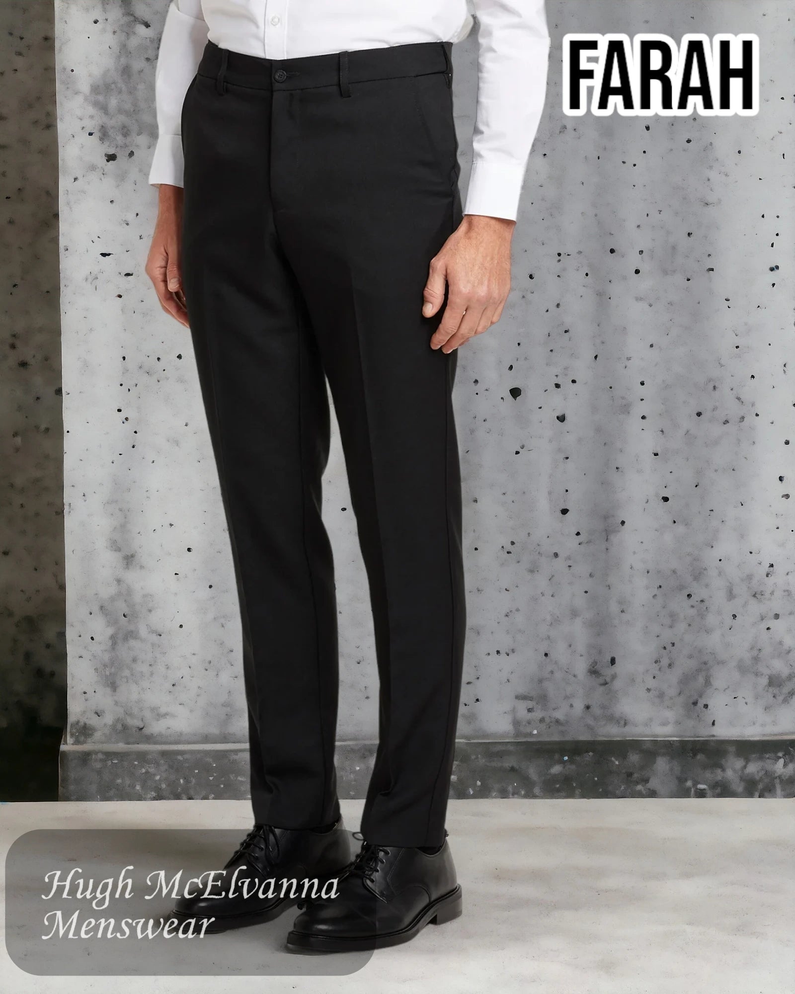 Farah Black Stretch Trousers - FABS7090 - Hugh McElvanna Menswear 