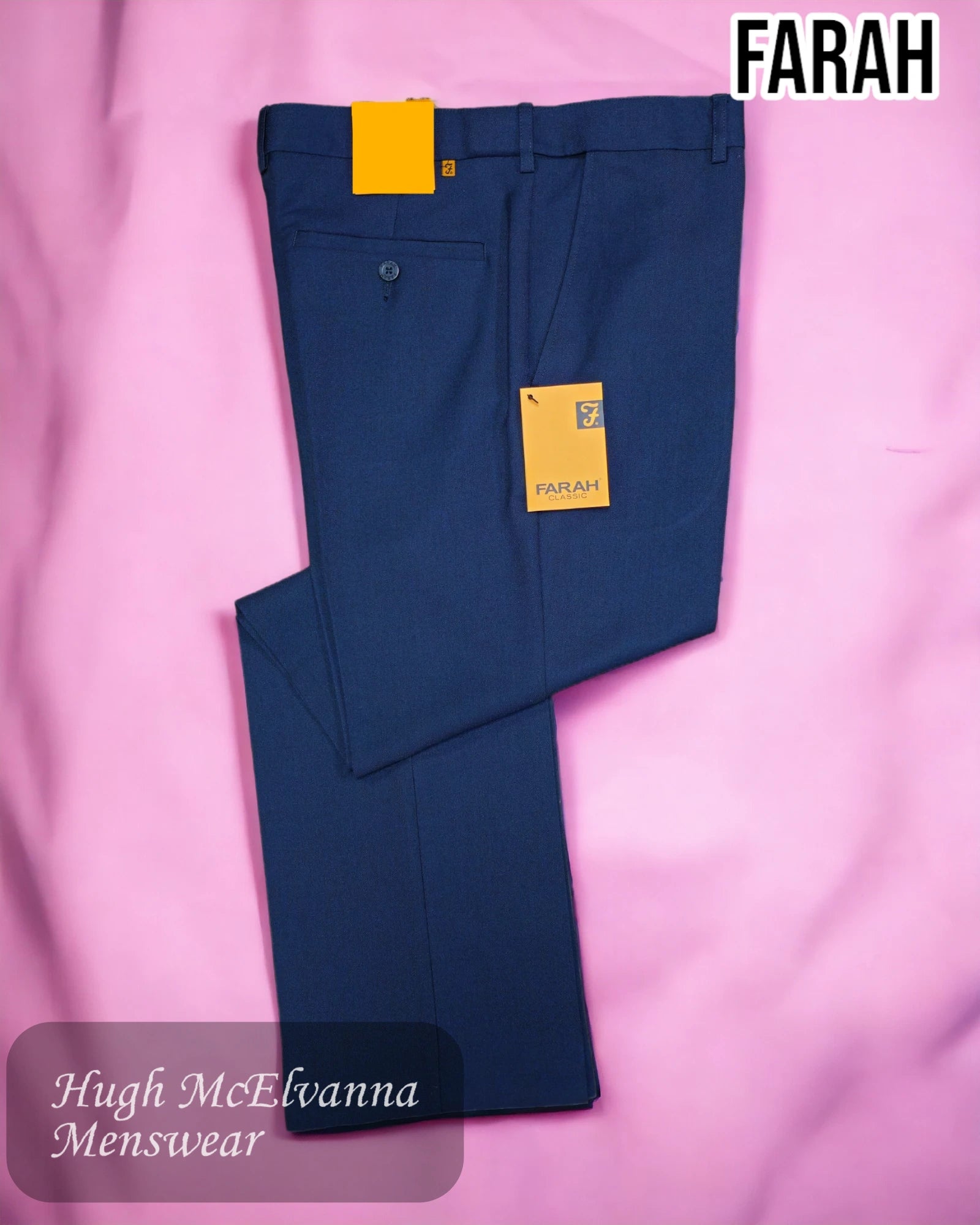 Farah Navy Stretch Trousers - FABS7090 - Hugh McElvanna Menswear 