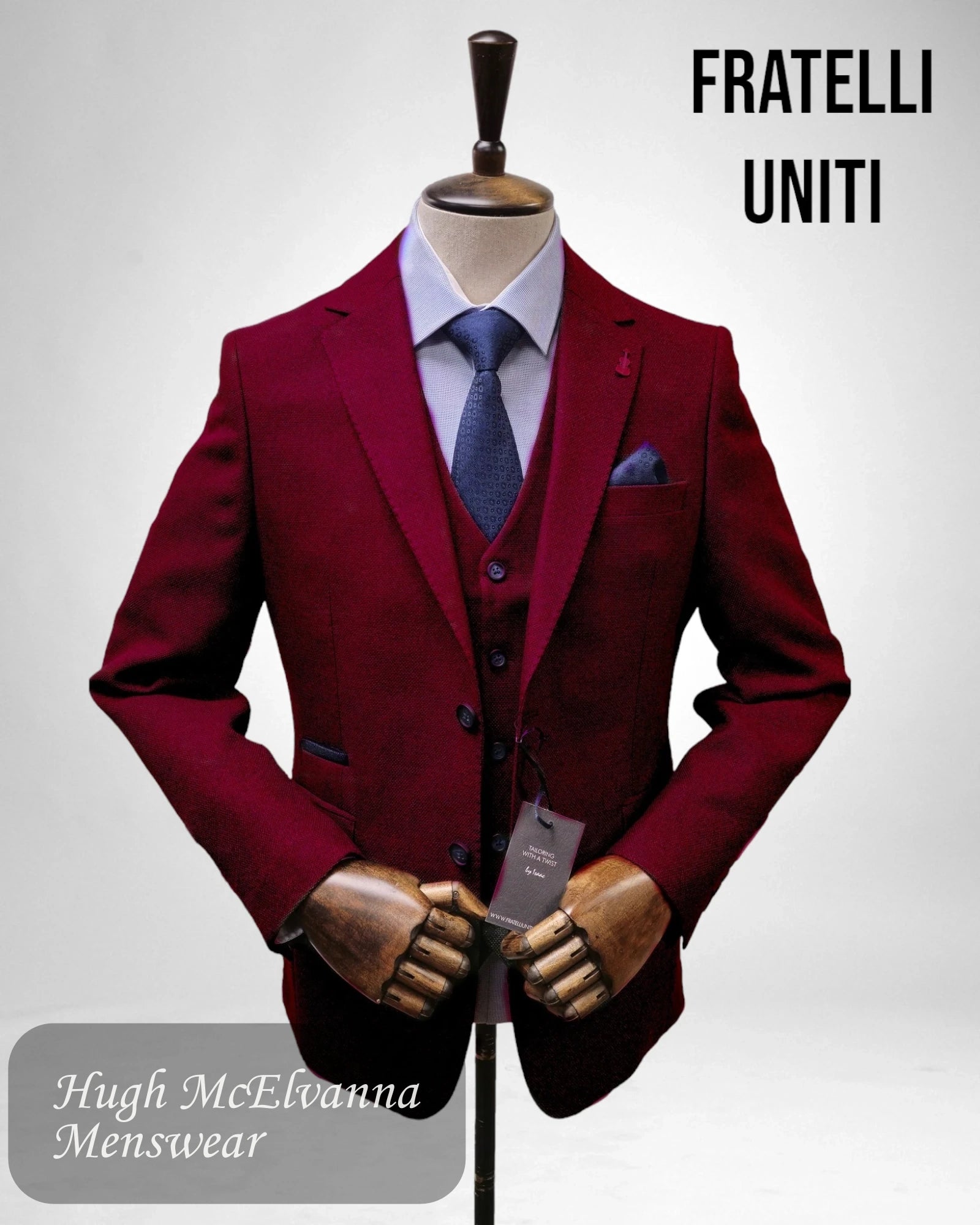 Mens BURGUNDY Dress Jacket by Fratelli Uniti Style: FJK1024 - Hugh McElvanna Menswear 