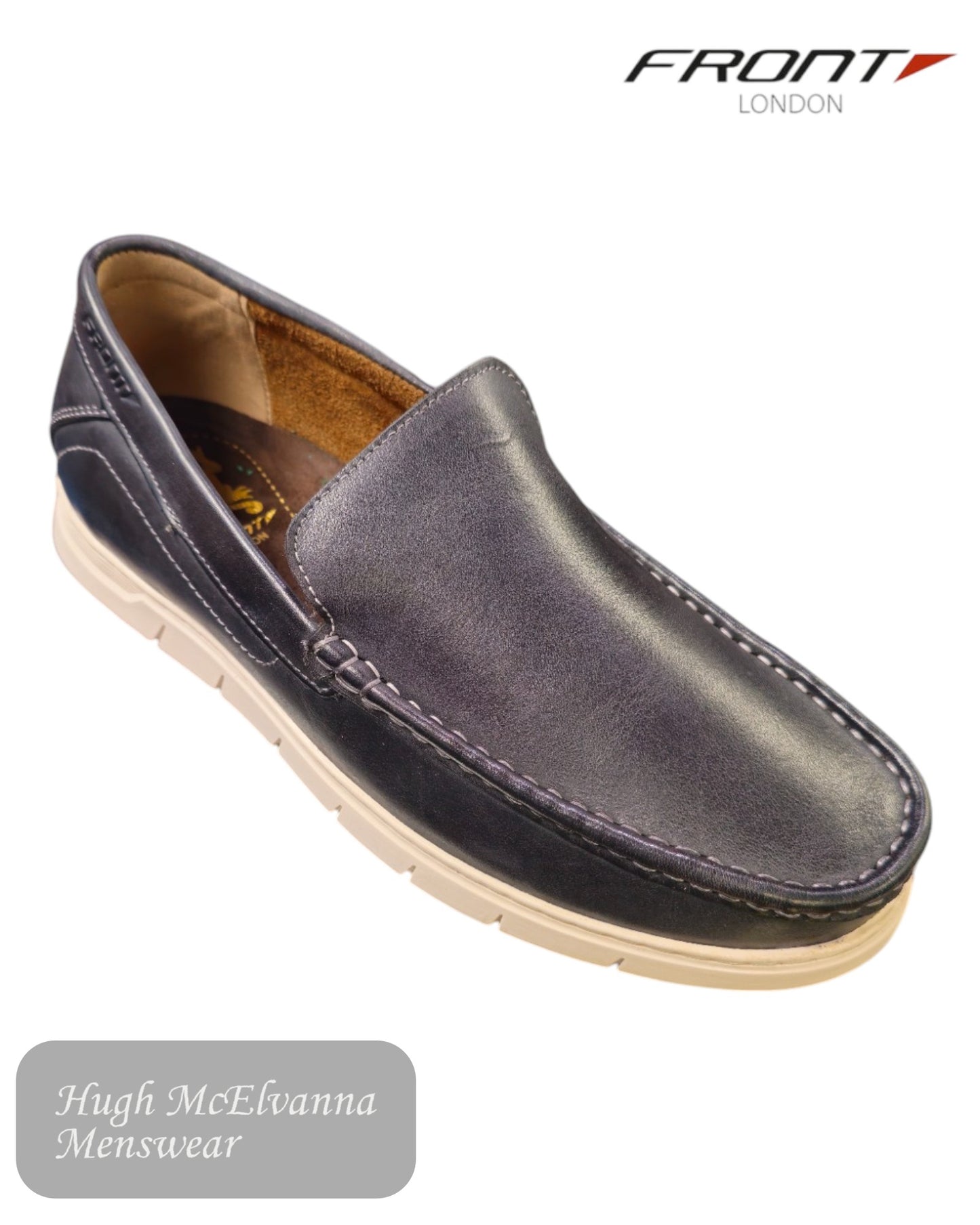 Front Dino Navy Slip-On Loafers – Sophisticated Comfort Shoes