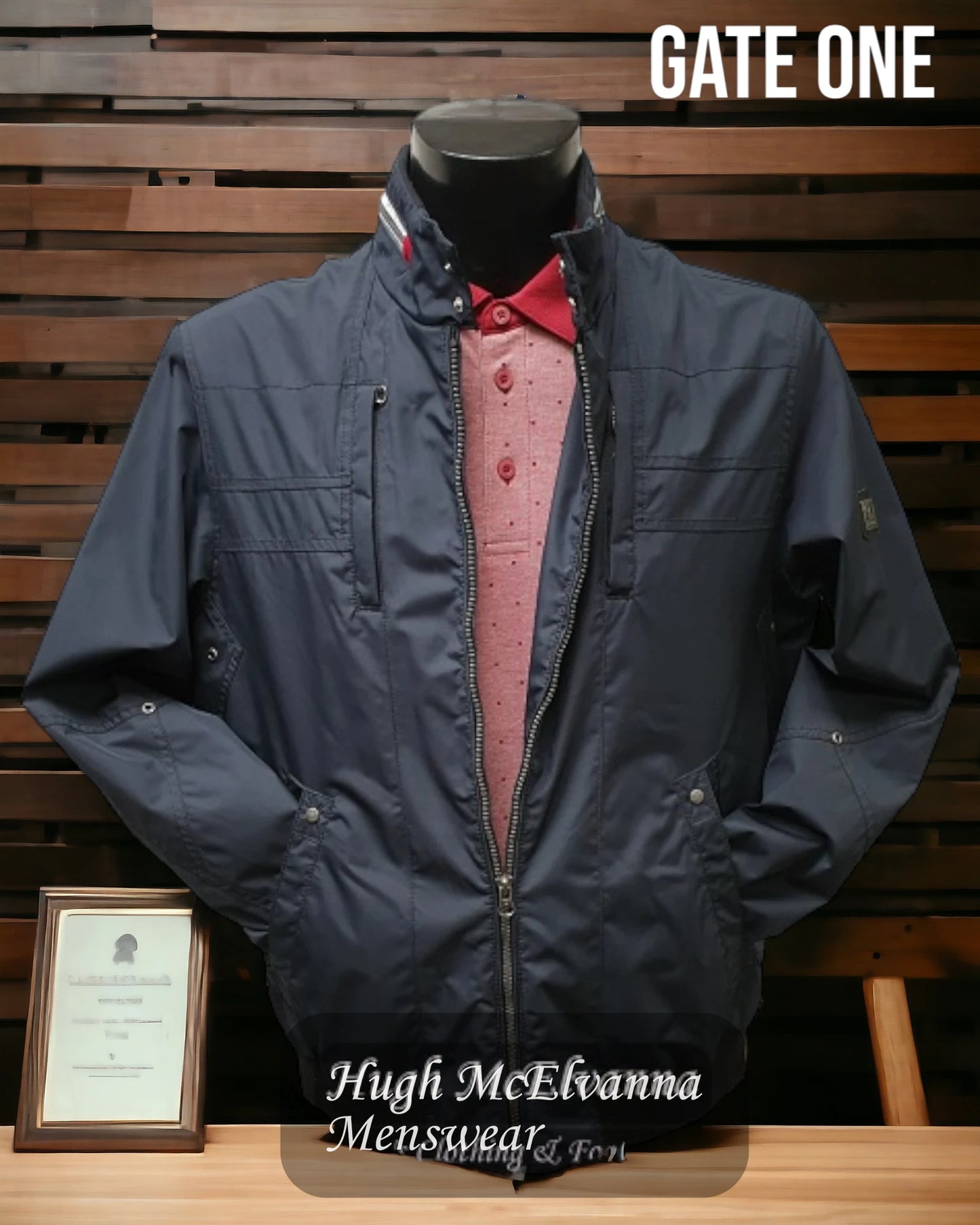 Navy Casual Waterproof & Windproof Jacket by Gate One