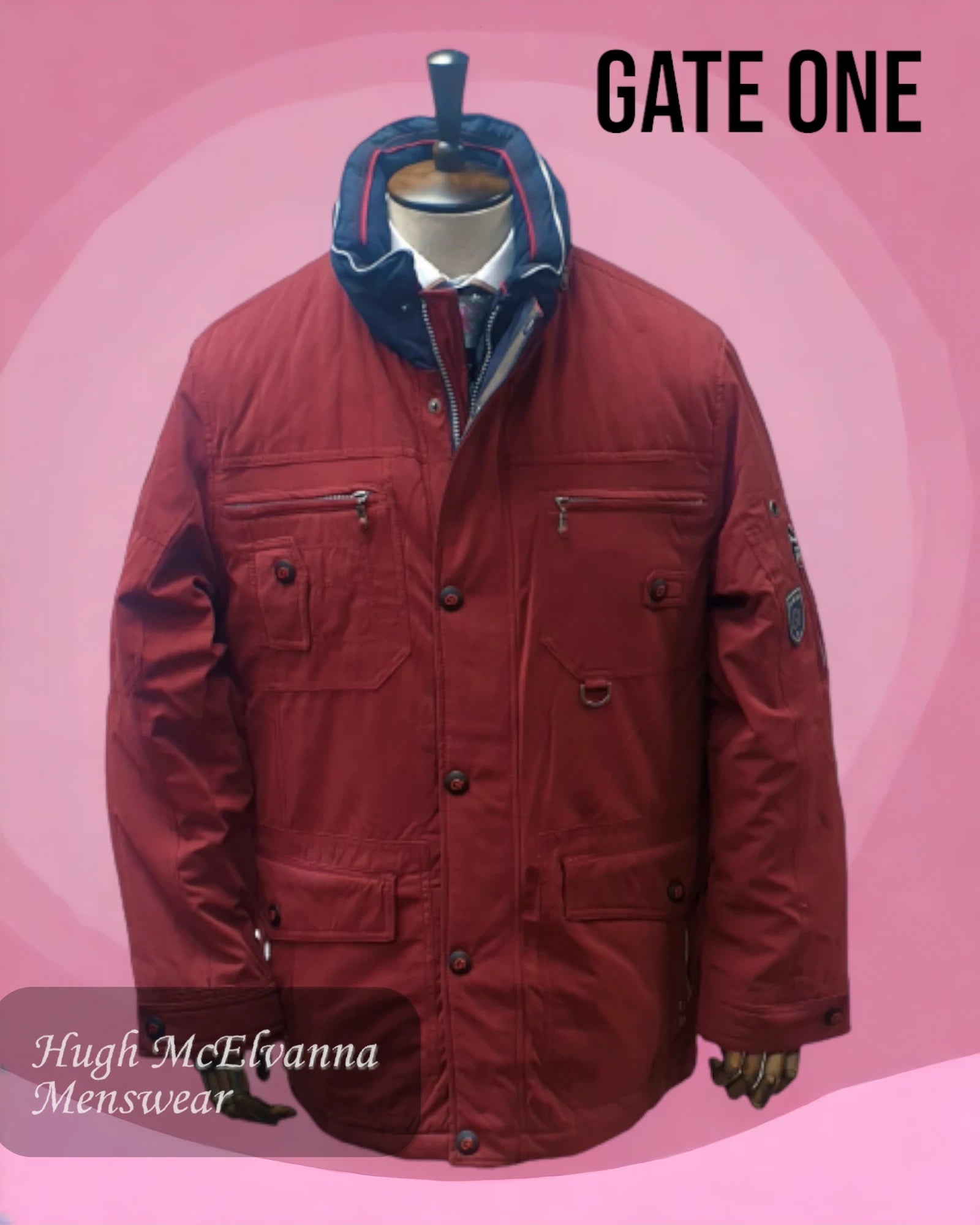 Gate One Wine Coat - 552/69 - Hugh McElvanna Menswear 