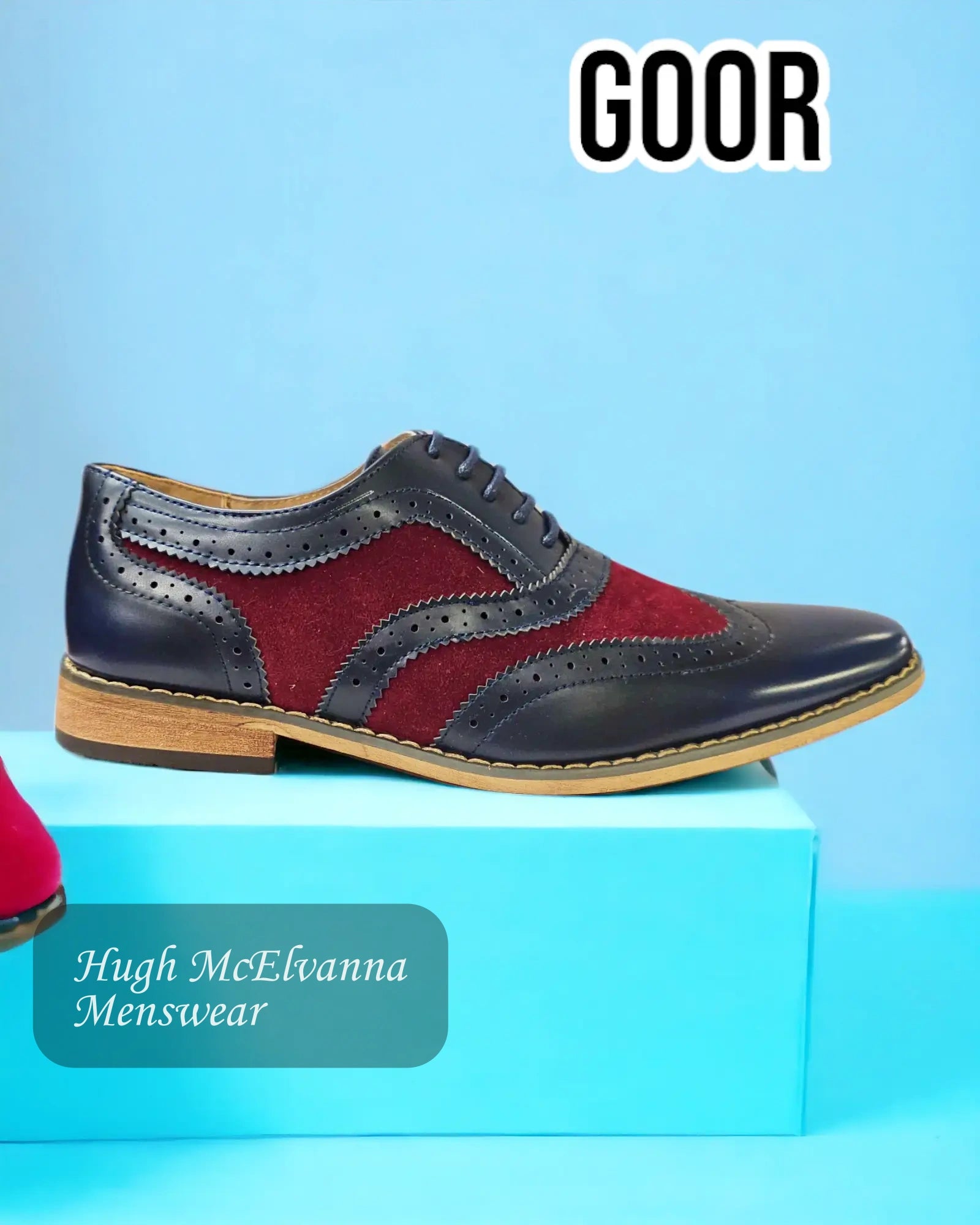 Goor 994 Navy/Wine Laced Shoe - Hugh McElvanna Menswear 