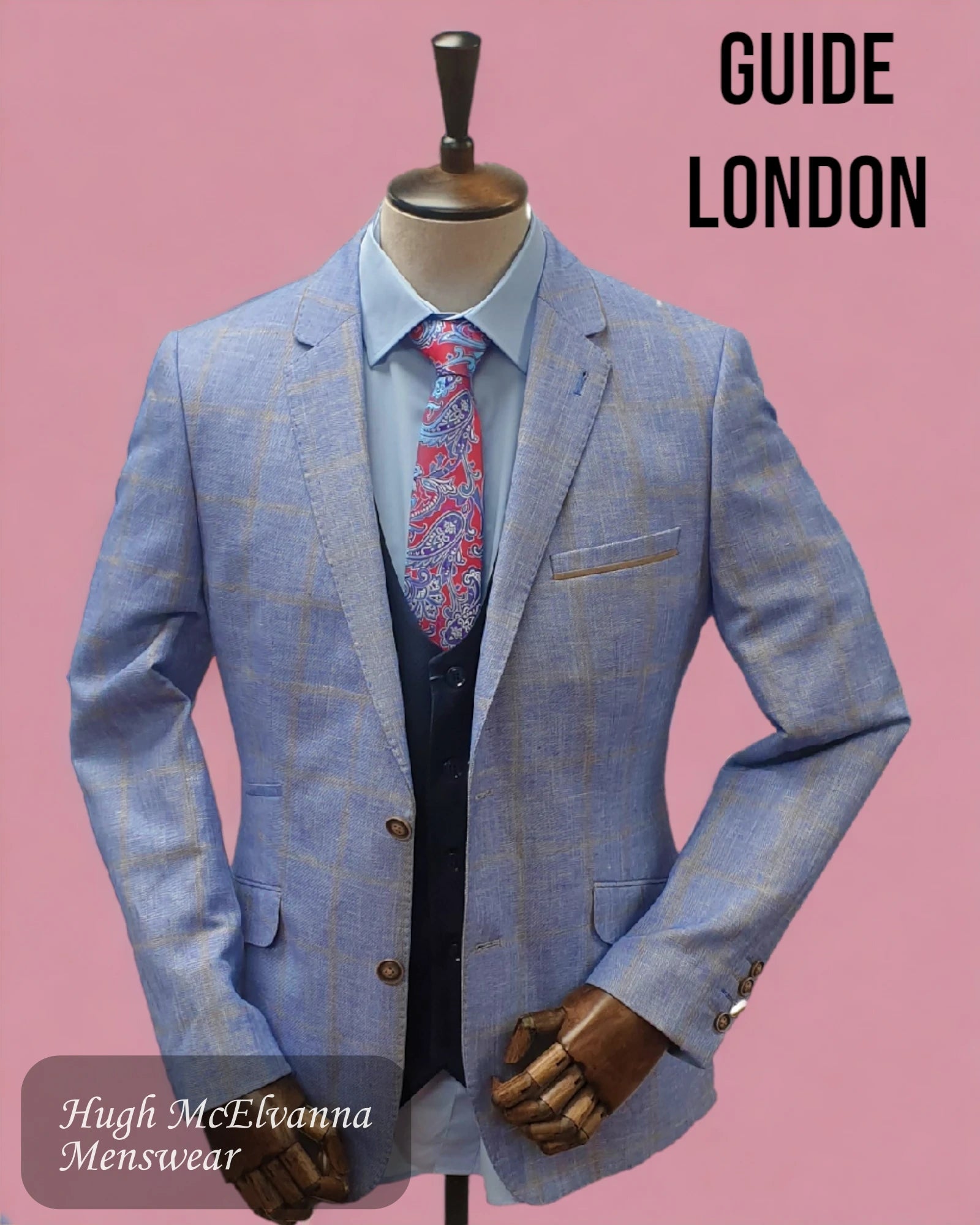 Men's Fashion Blue Check Blazer by Guide London Style: 3250 - Hugh McElvanna Menswear 