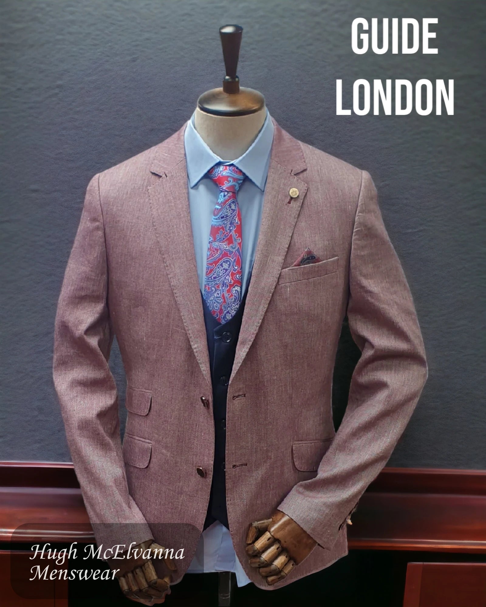 Men's Fashion Burgundy Linen Look Blazer by Guide London Style: 3330 - Hugh McElvanna Menswear 