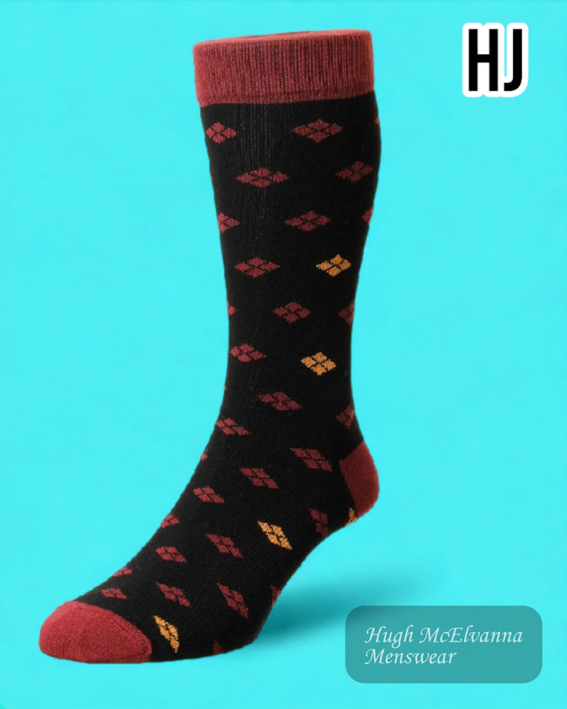 HJ Black/Burgundy Bamboo Sock - HJ6527