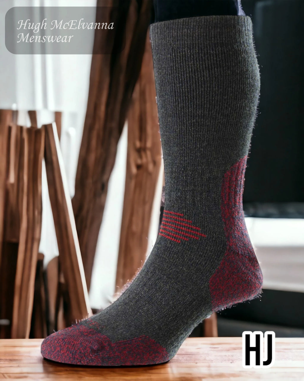 ProTrek Walking Socks - HJ702 in Navy Red