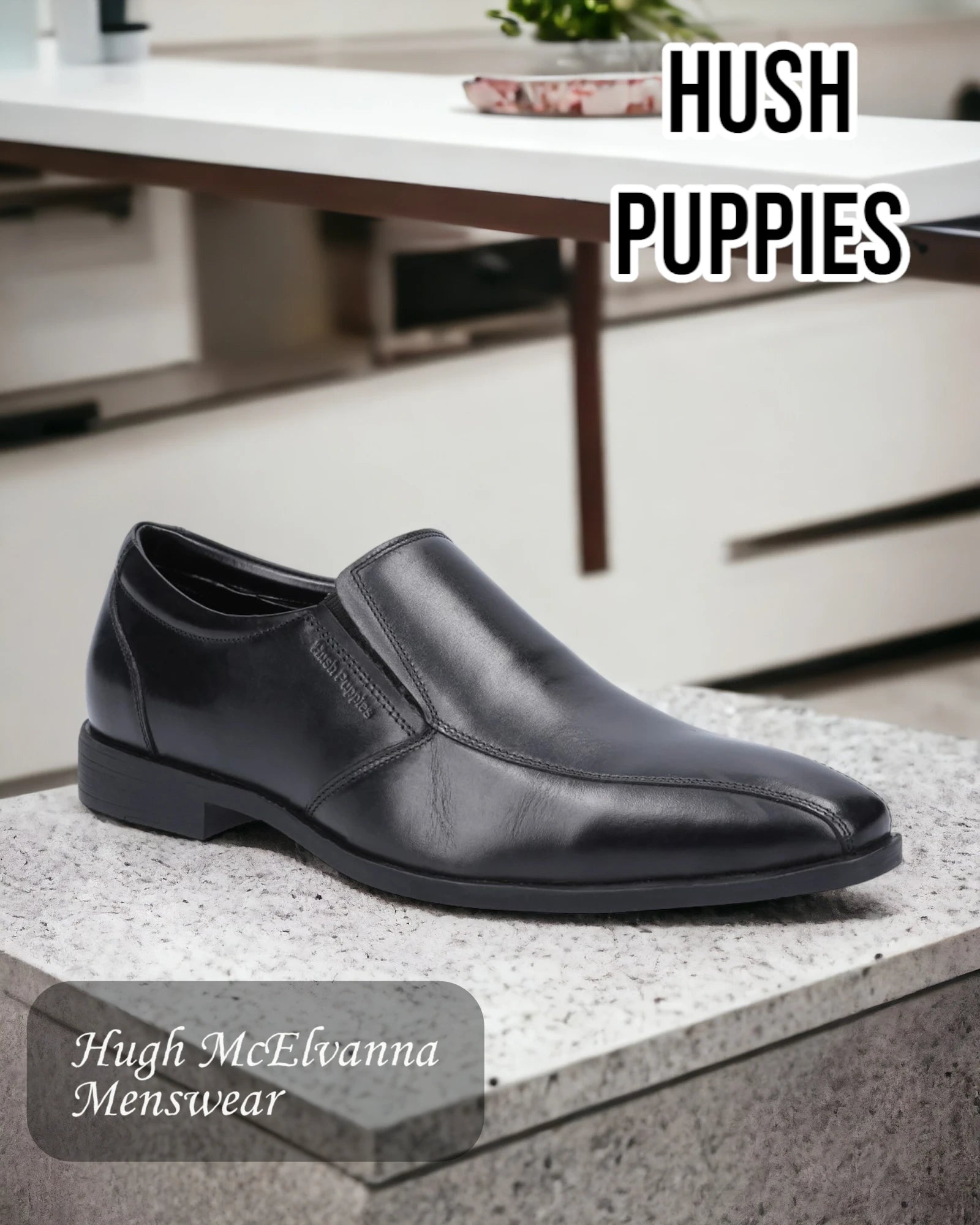 Hush Puppies Ellis Black Slip-On Shoe at Hugh McElvanna Menswear Keady - Hugh McElvanna Menswear 