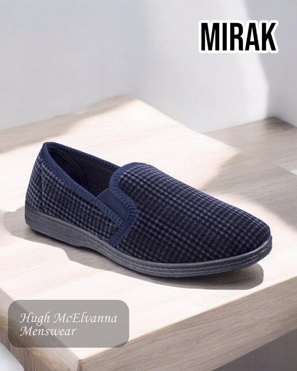 MIRAK Men's Slipper - Navy Check Design