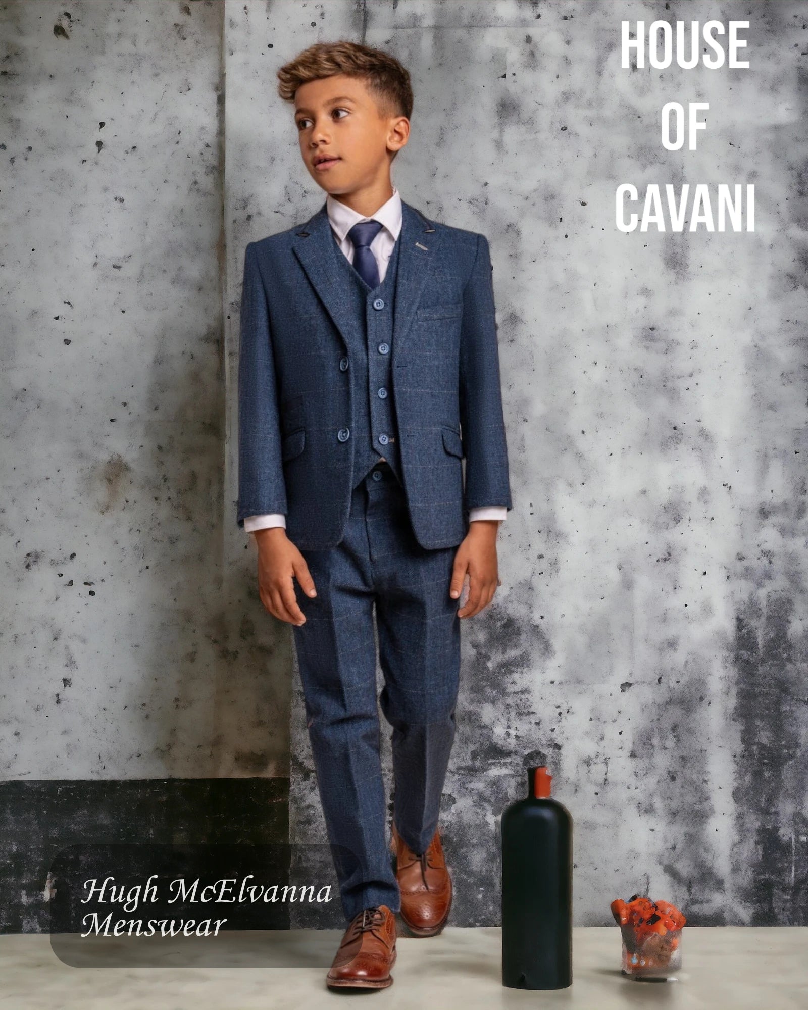 House of Cavani Boys 'CARNEGI' Fashion 3Pc Tweed Suit - Hugh McElvanna Menswear 