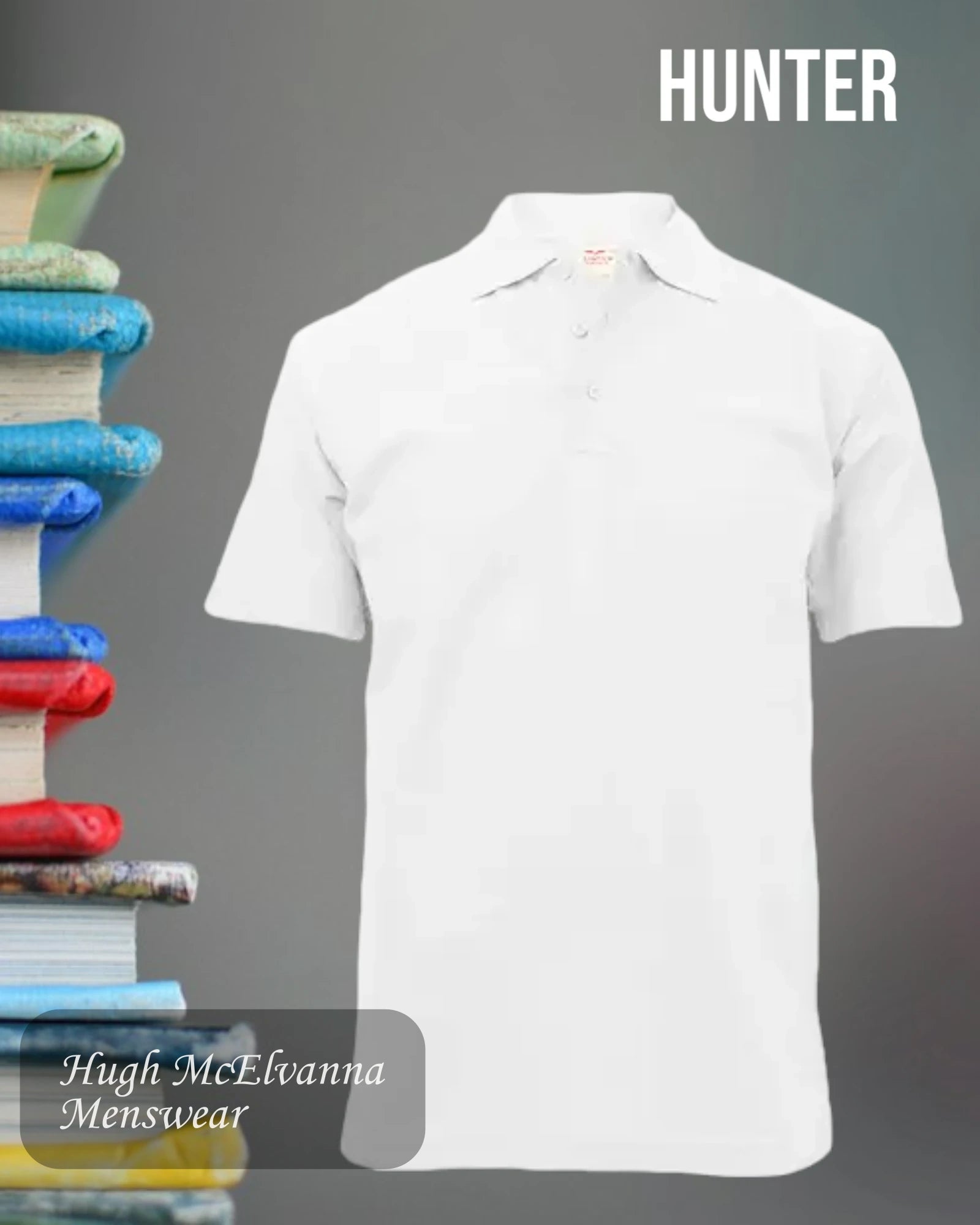 White Polo Shirt By Hunter Style: 1342 - Hugh McElvanna Menswear 