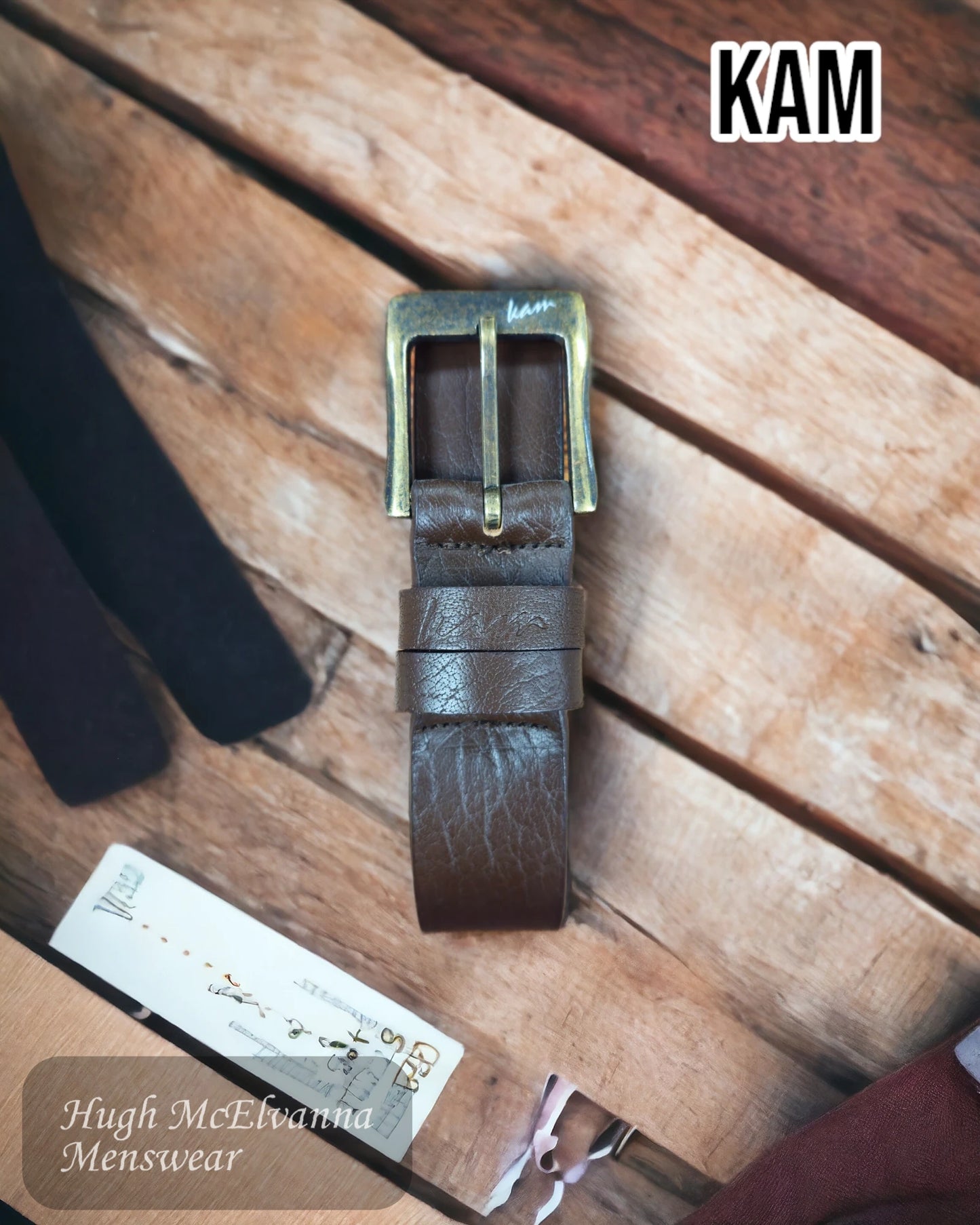 Kam Brown Leather Jean Belt - KBS913