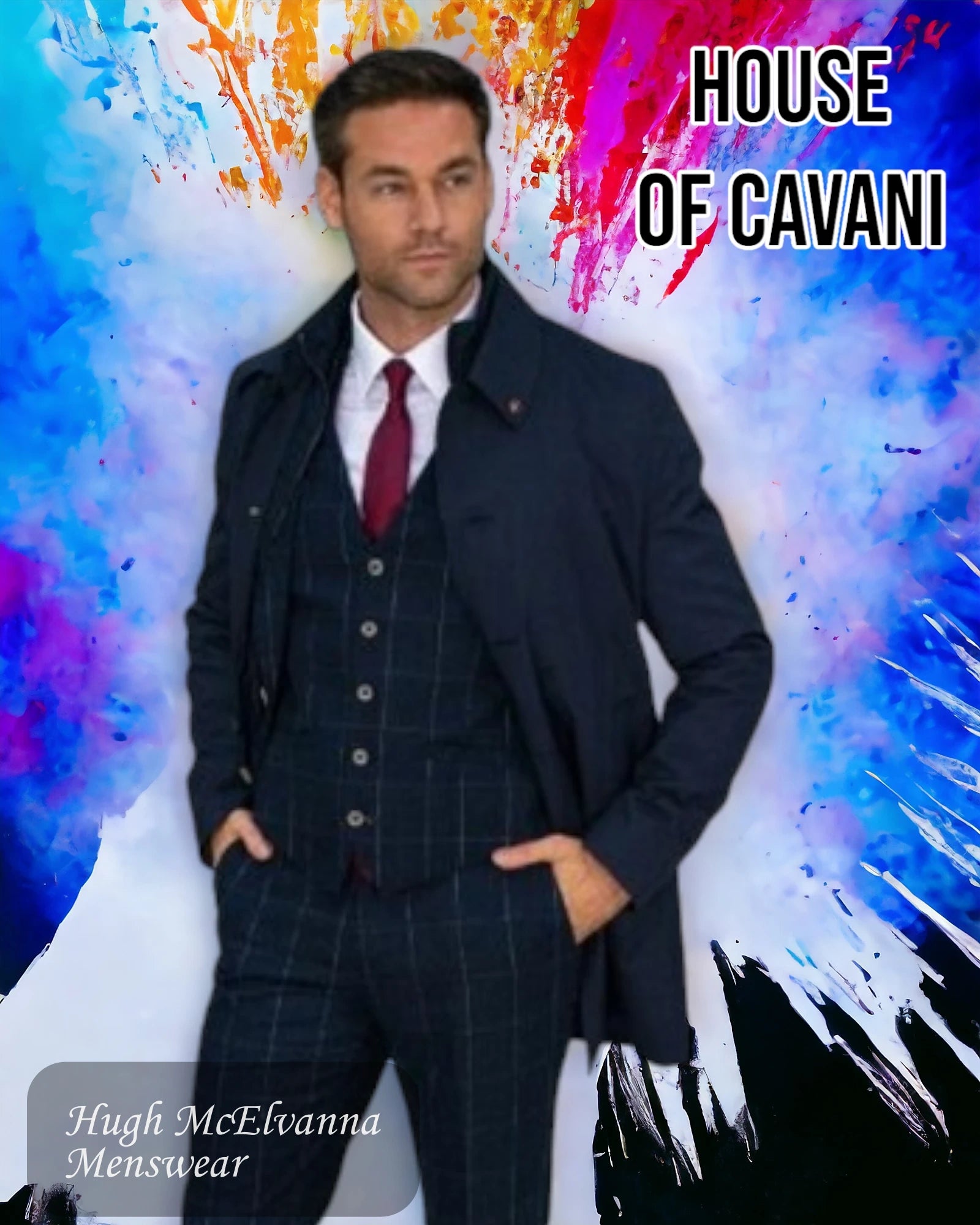 House of Cavani 'BRANDO' Navy Mac Coat - Hugh McElvanna Menswear 