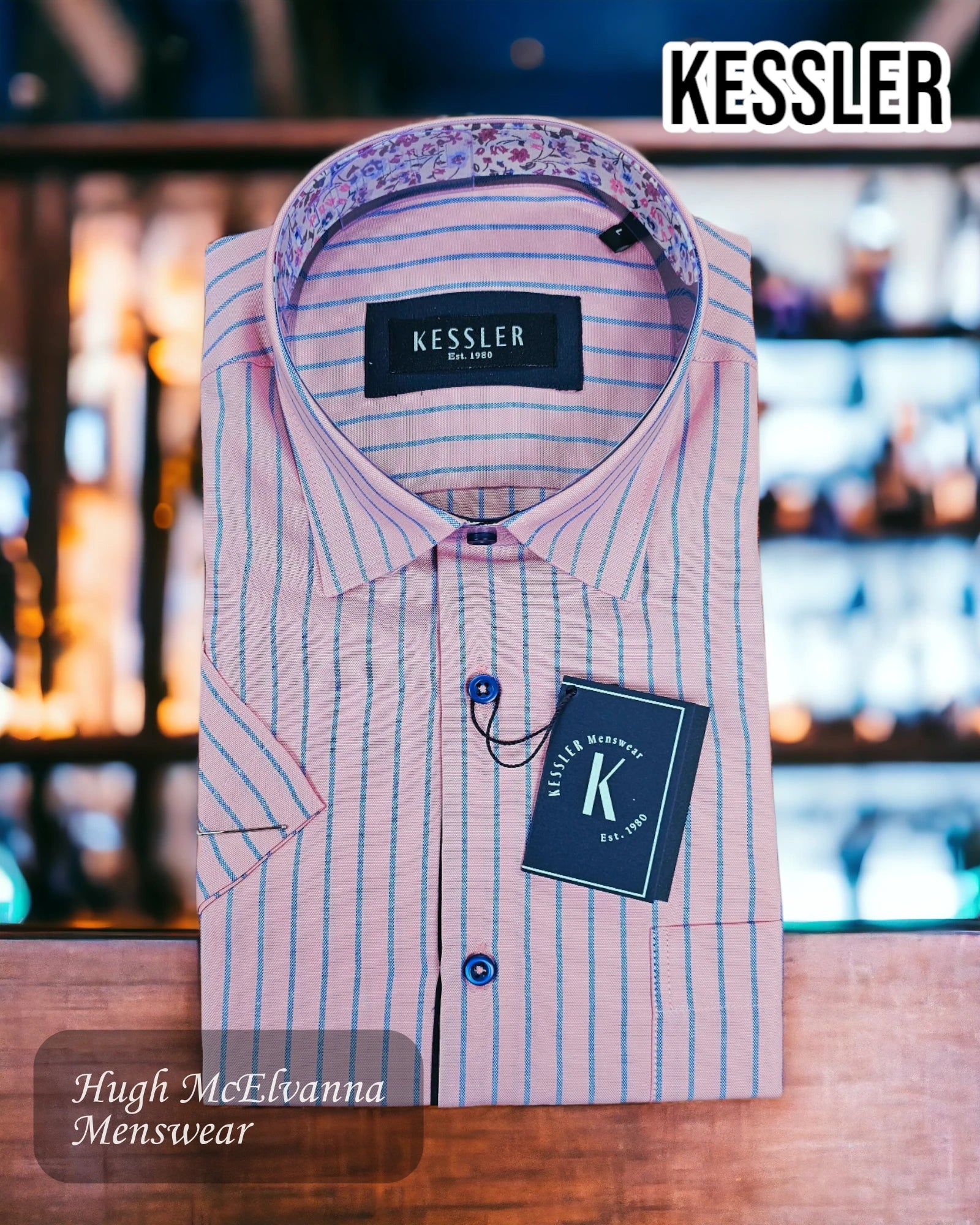 KESSLER Pink Short Sleeve Shirt - 6073-1 - Hugh McElvanna Menswear 