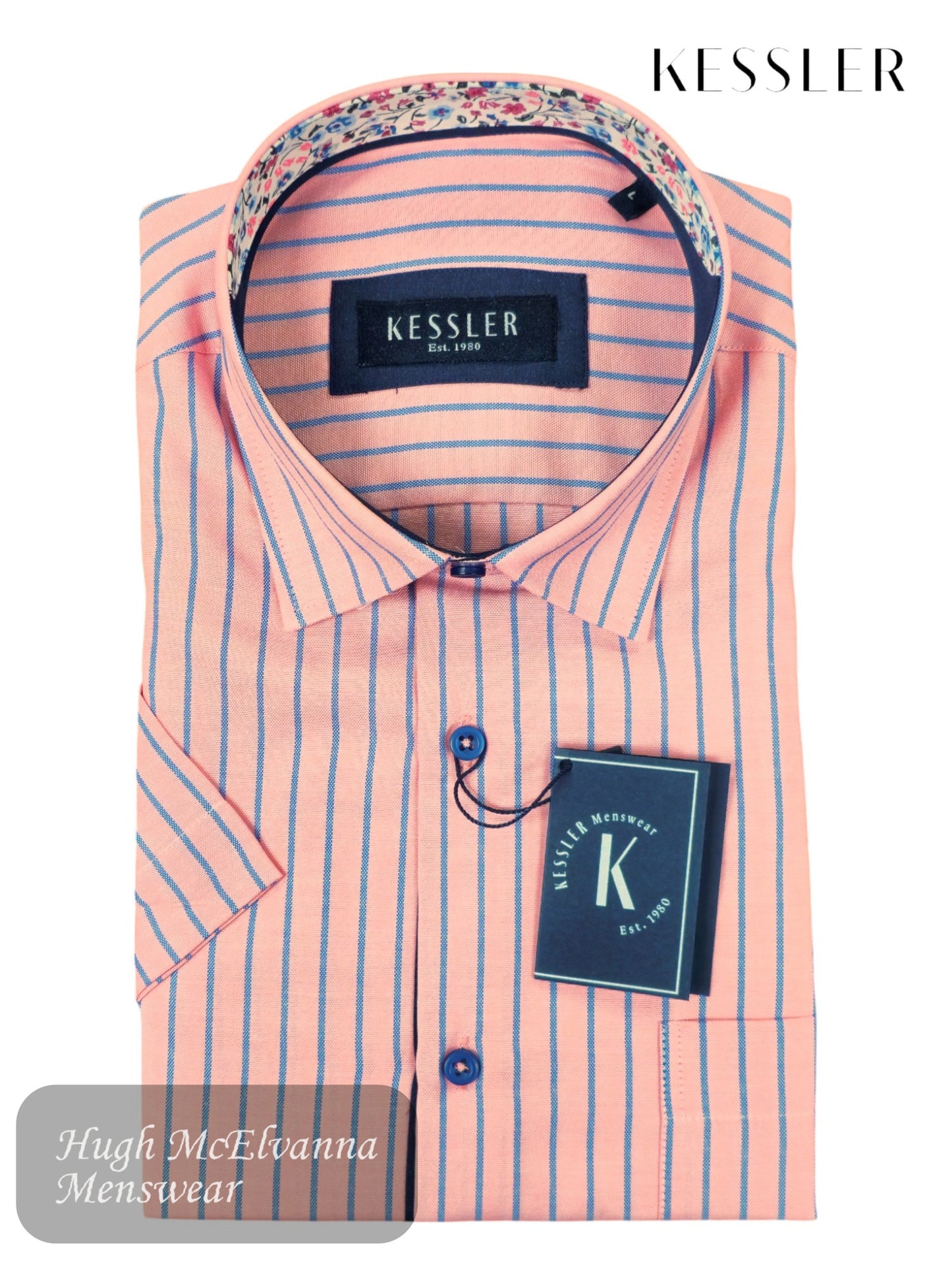 Add the Kessler Pink / Blue Stripe Short Sleeve Shirt - KS6073-1 to your collection today and redefine your smart-casual style this season.