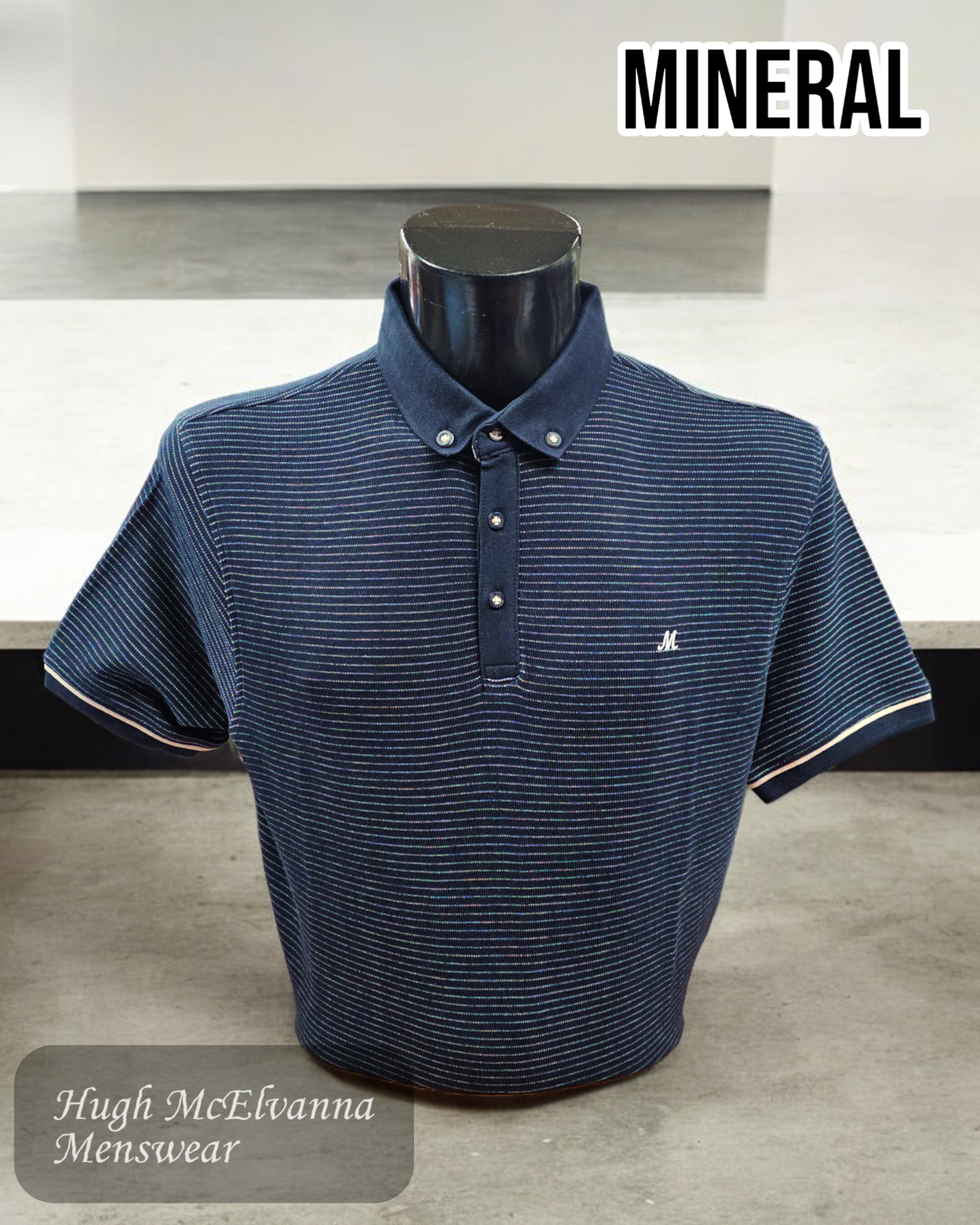 MINERAL 'KRAKEN' Polo T-Shirt in Navy