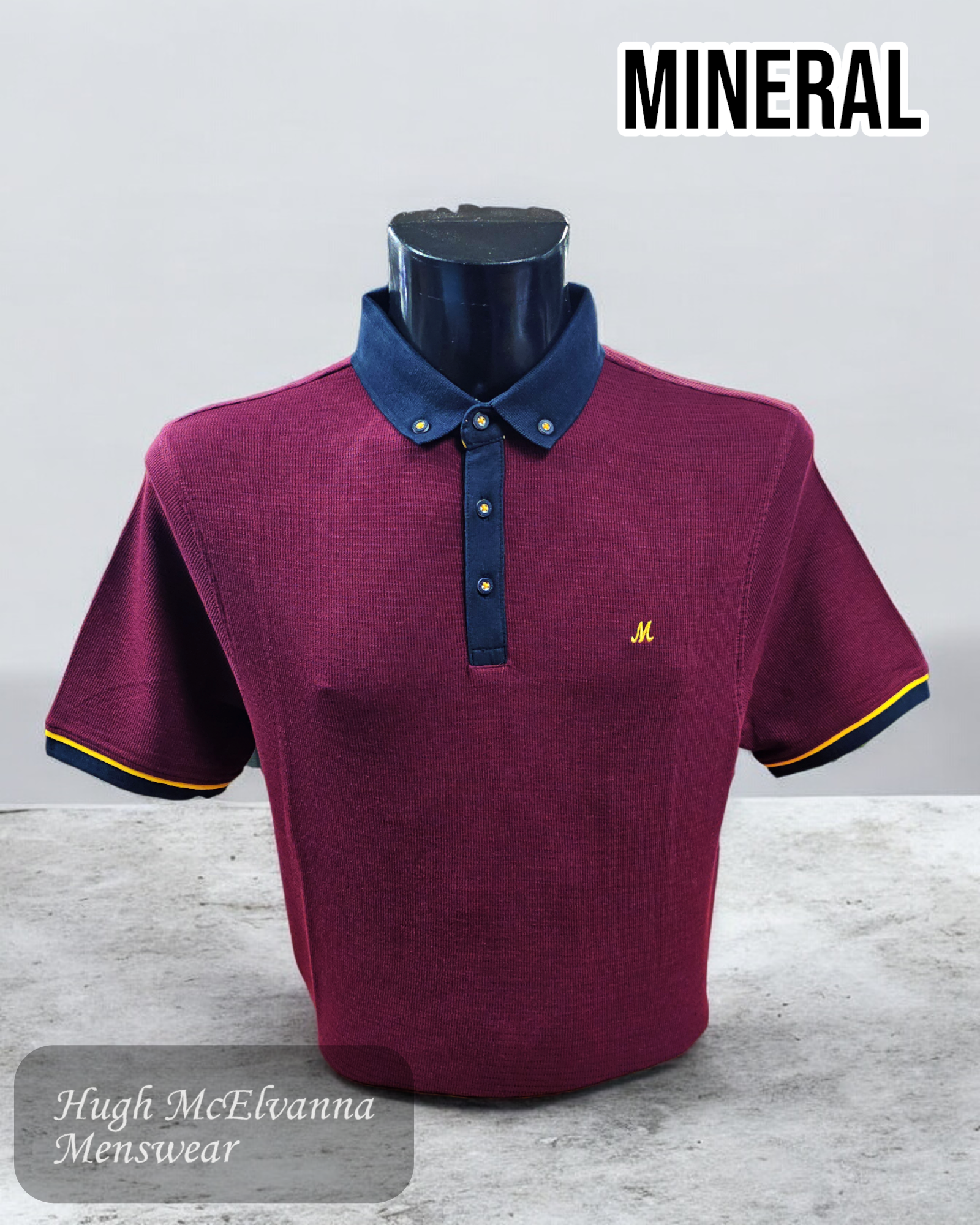 MINERAL 'KRAKEN' Polo T-Shirt in Wine - Hugh McElvanna Menswear 