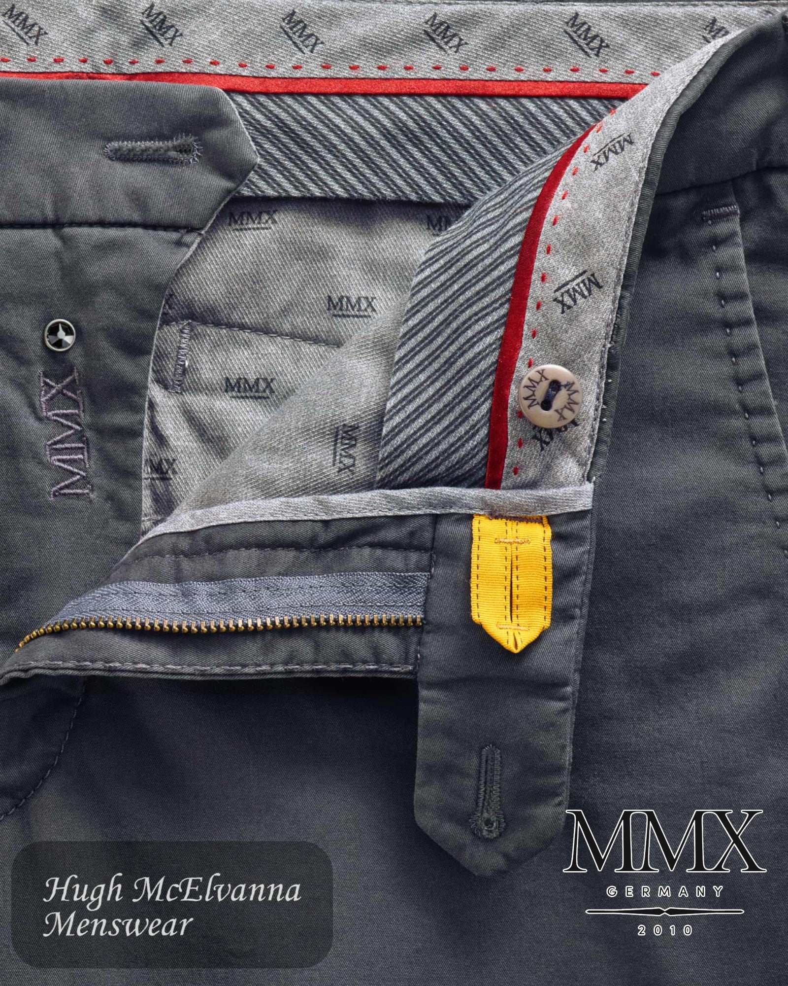 MMX LUPUS Charcoal Chino - 3702/08 inside waistband detail close up