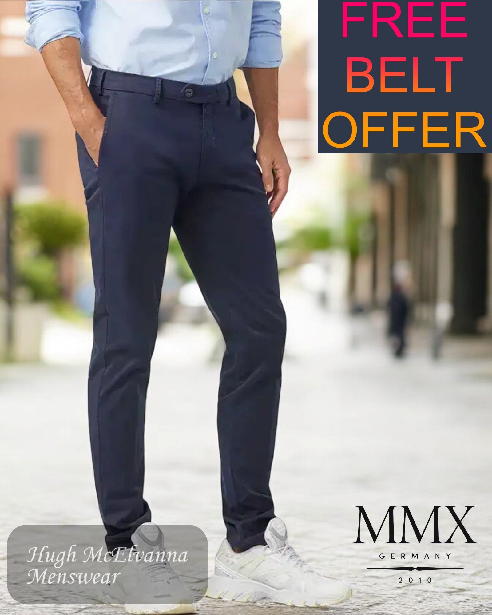 MMX LUPUS Blue Chino - 7302/817 - FREE BELT OFFER - Hugh McElvanna Menswear 