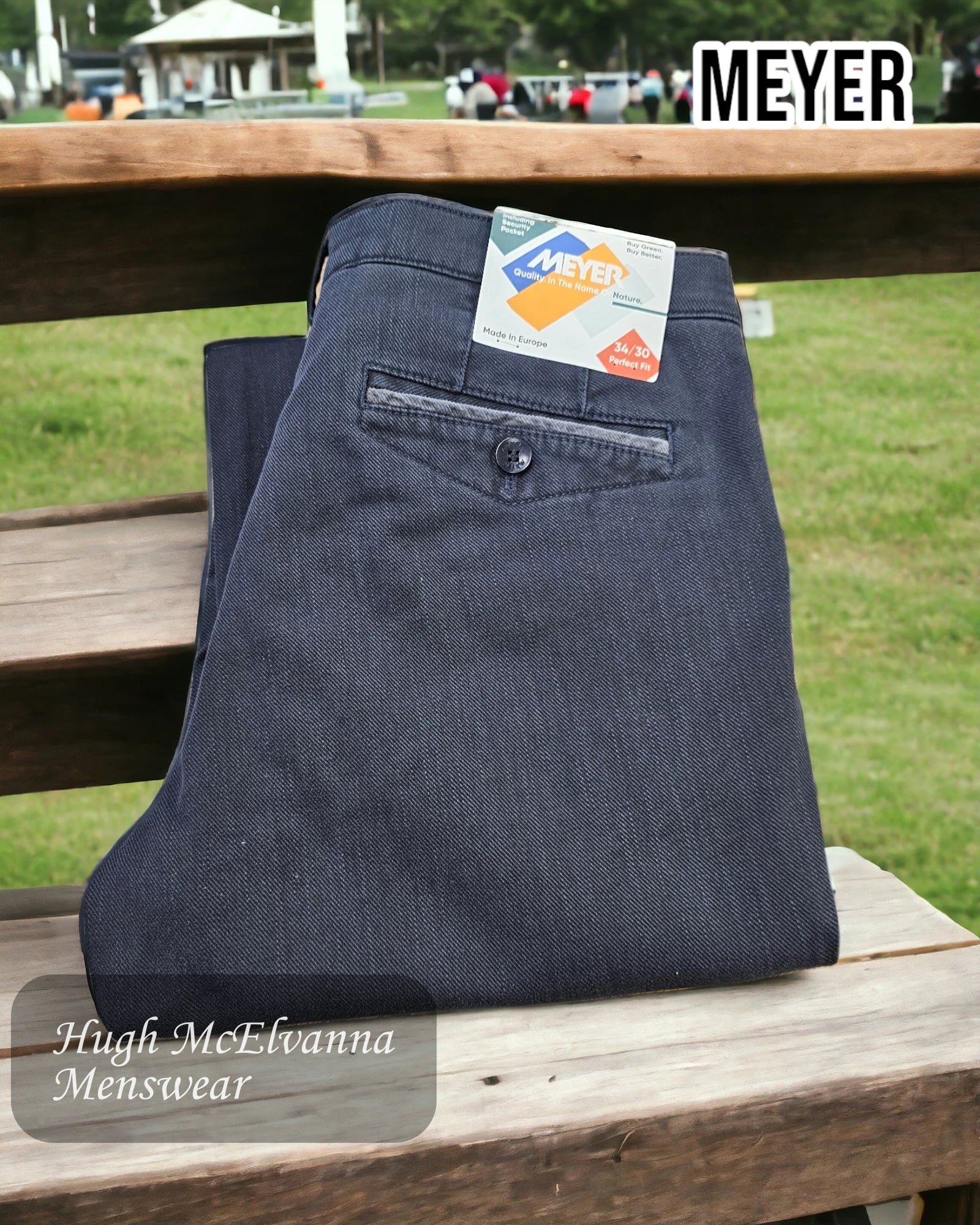 Meyer CHICAGO Navy Cotton Trouser 5606/18