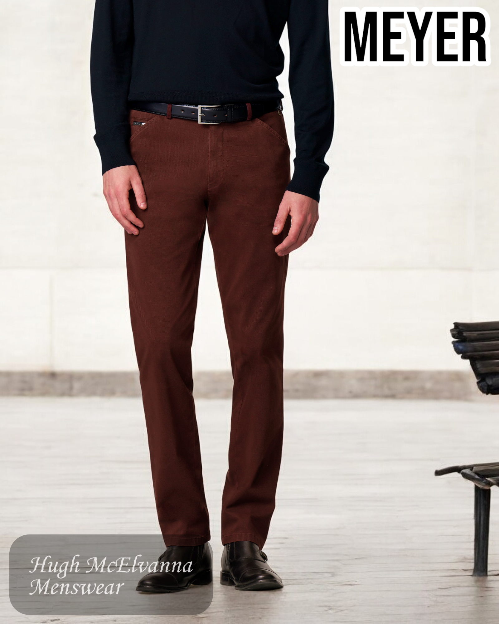 Meyer CHICAGO Burgundy chino style 5613/48 - regular fit  - Hugh McElvanna Menswear 