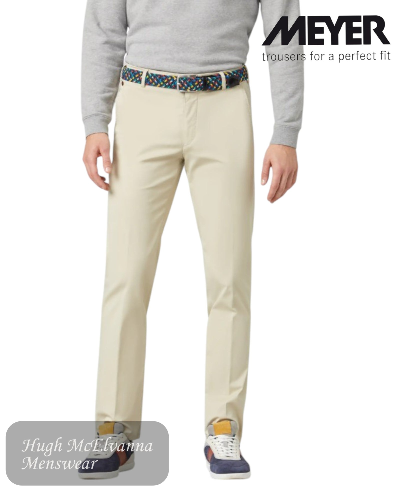 Meyer ROMA Beige Trouser - 3001/32 – a perfect blend of style, comfort, and ethical craftsmanship.