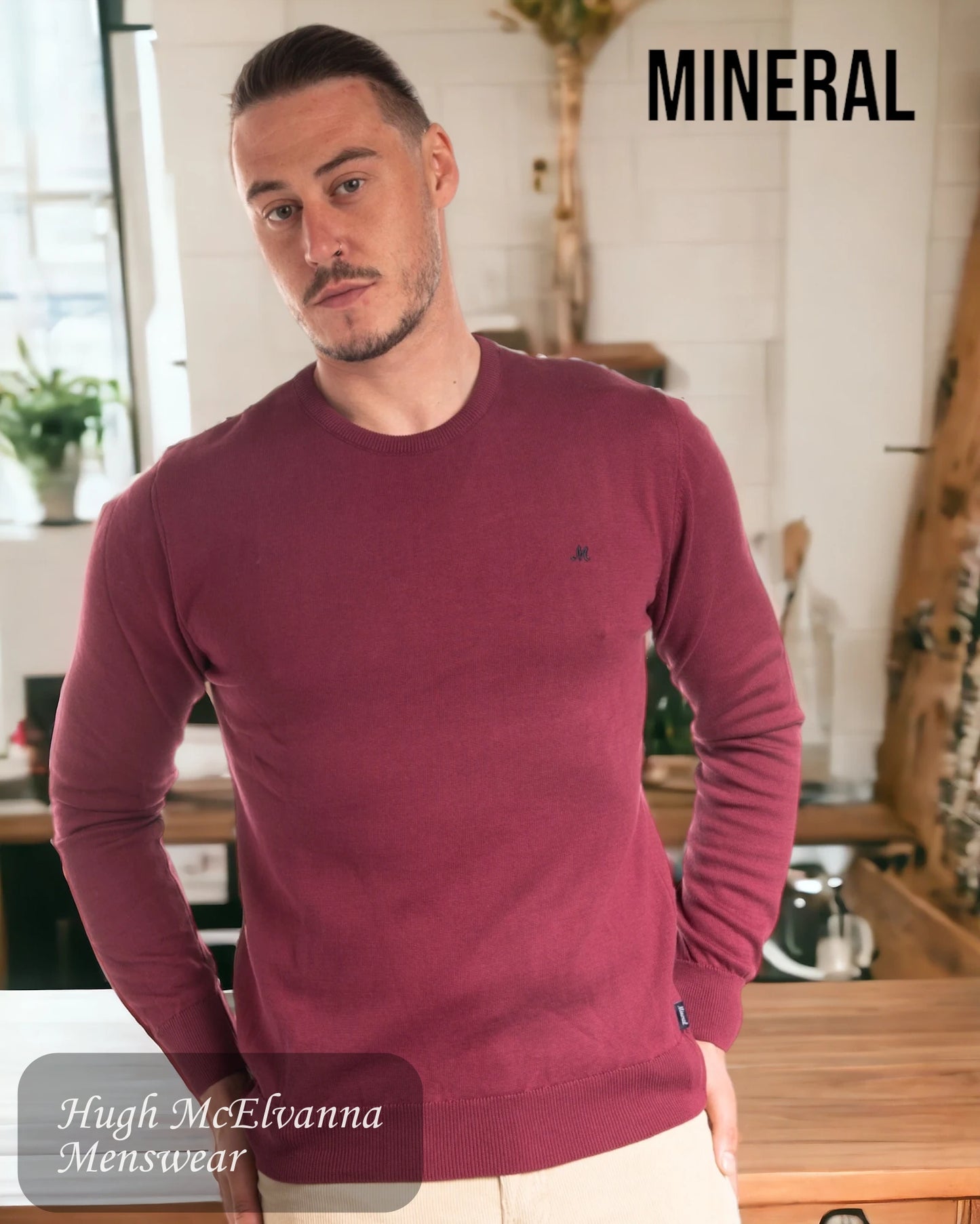 Mineral Dk. Red Round Neck Jumper - ARIANA