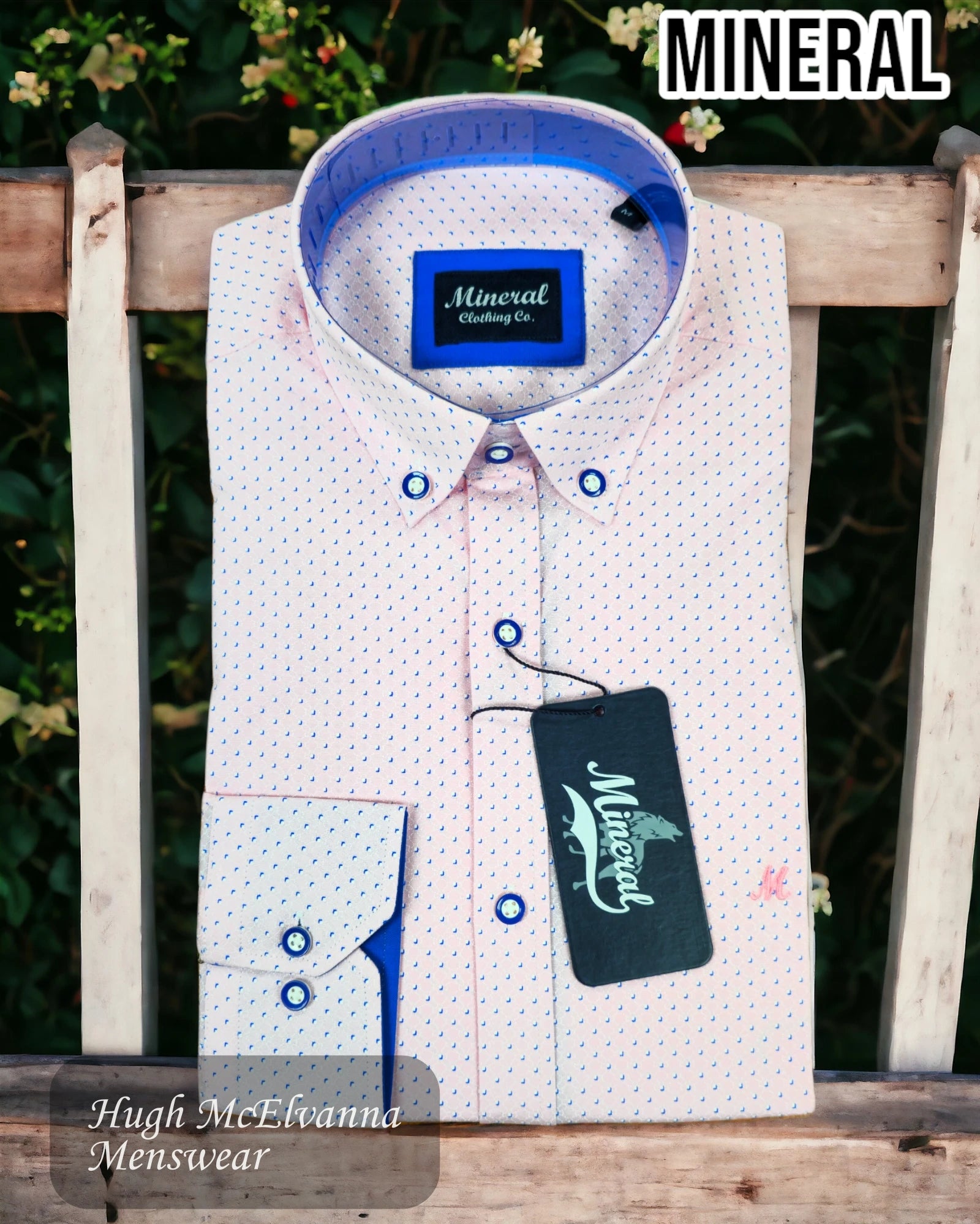 Mineral CATCH Pink Dot Print Shirt - Hugh McElvanna Menswear 