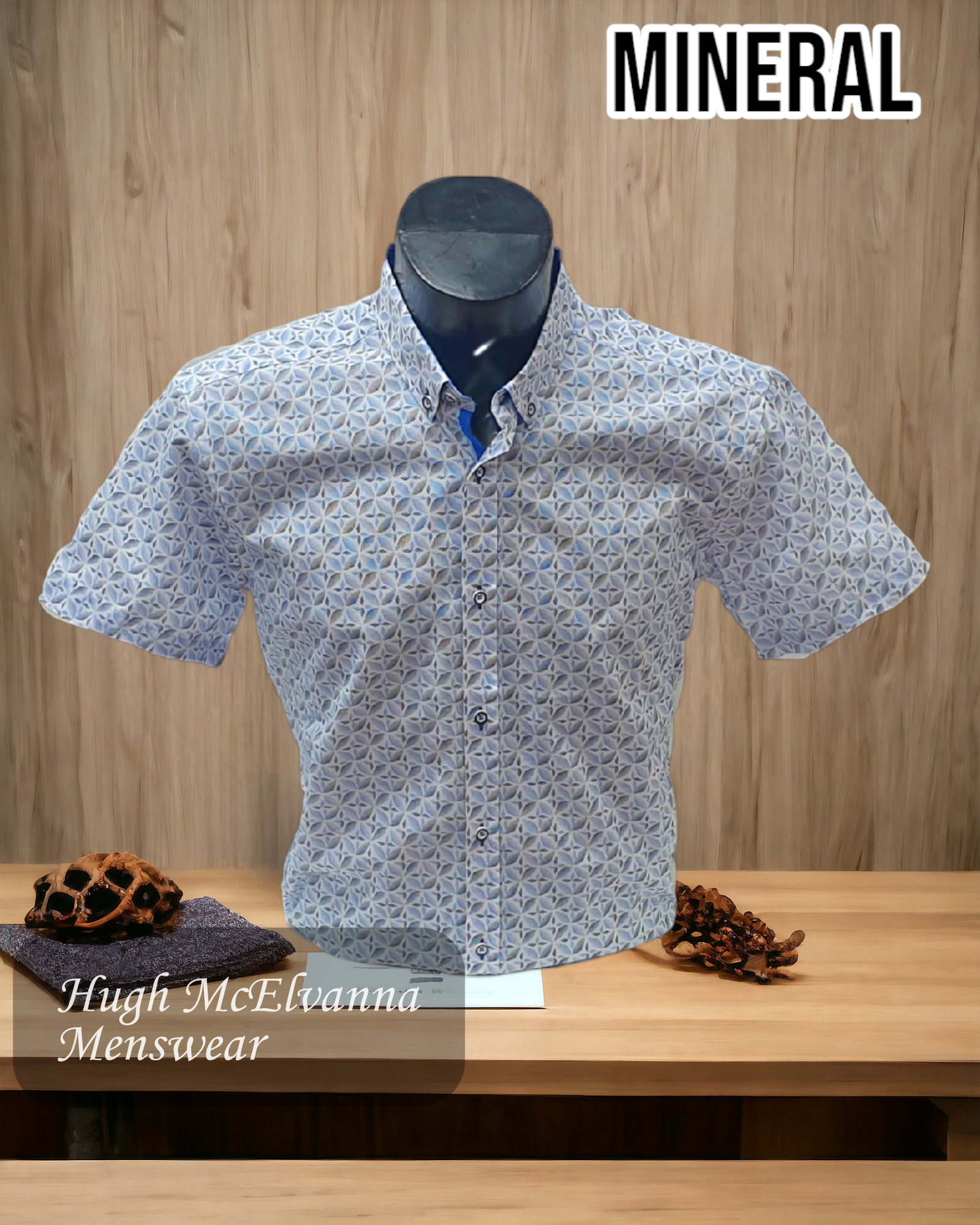 Mineral Blue Short Sleeve Shirt - COCOS - Hugh McElvanna Menswear 