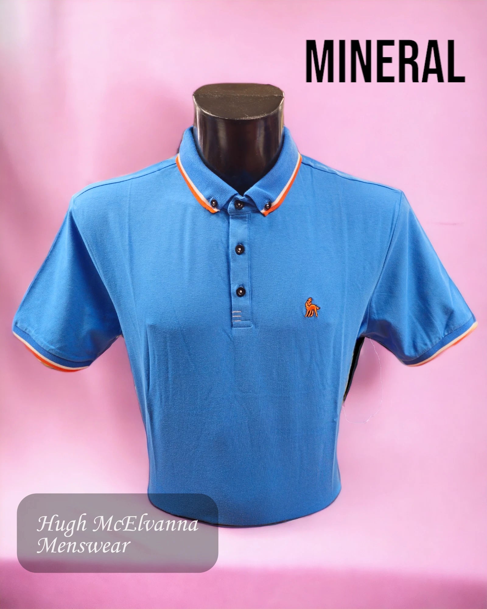 MARACA Azore Blue Stretch Polo  - Hugh McElvanna Menswear 