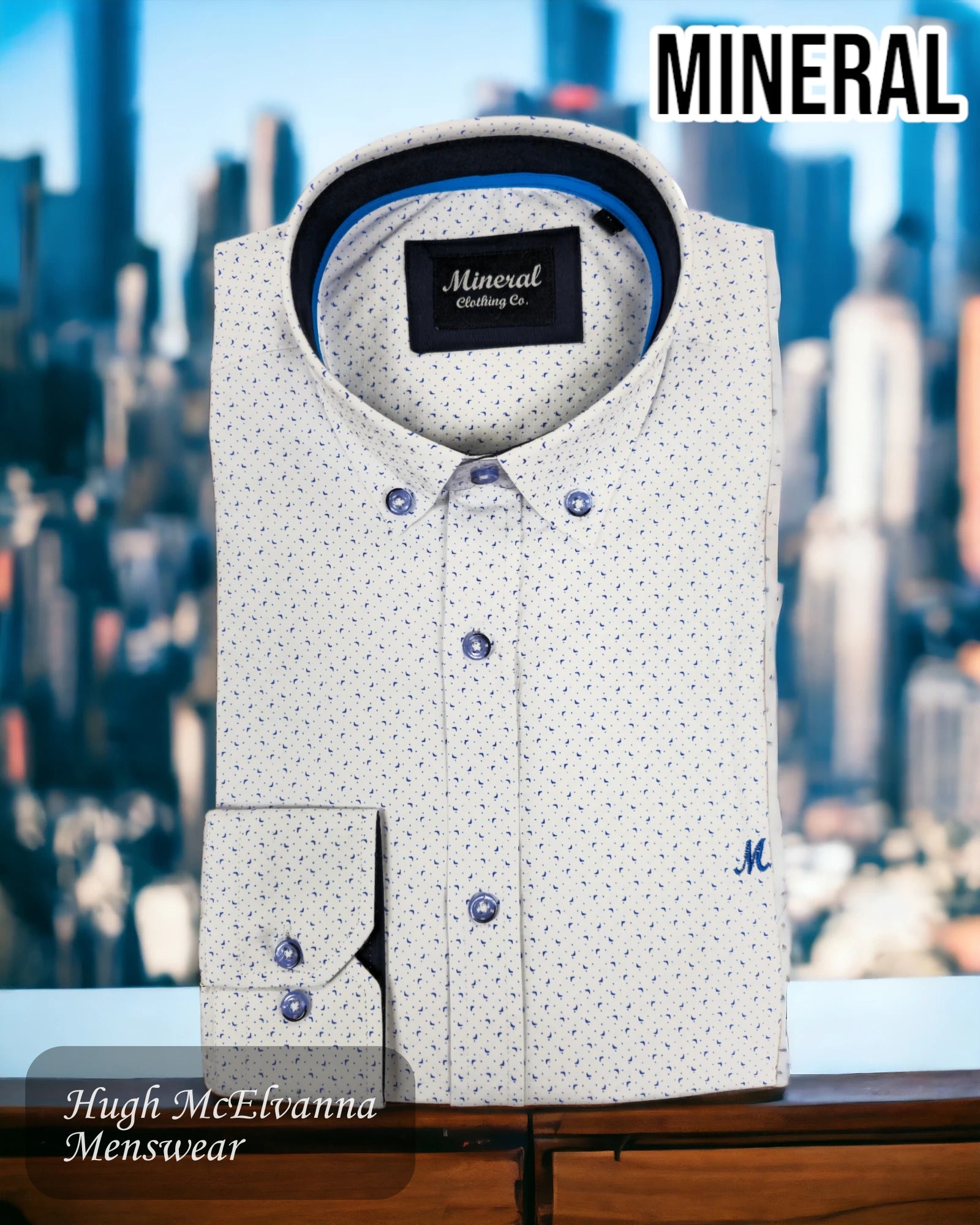 Mineral Fashion White Print Shirt Style: OSLO - Hugh McElvanna Menswear 