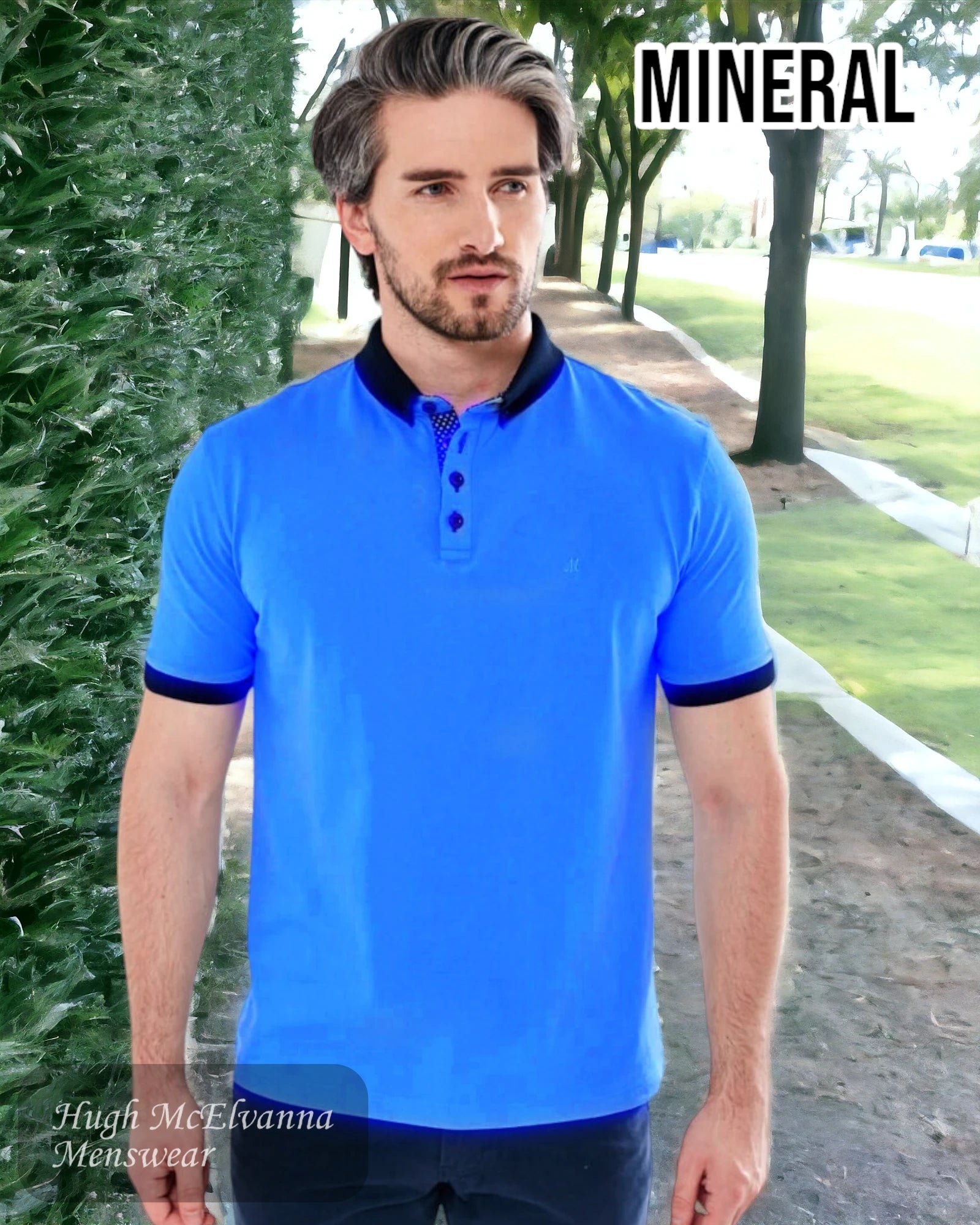 Mineral PRINCESS Blue Polo from Hugh McElvanna Menswear - Hugh McElvanna Menswear 