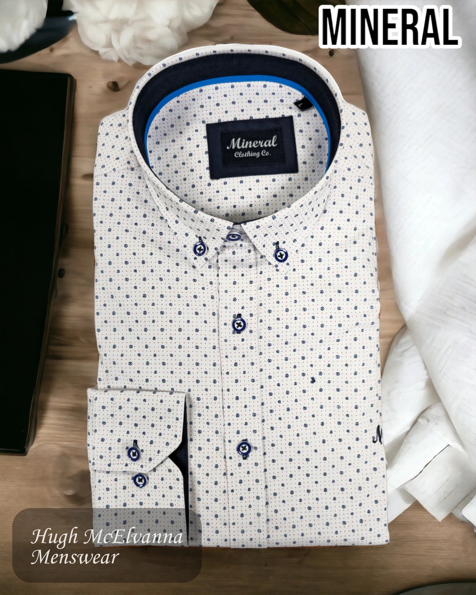 Mineral White Print Shirt - REVOLVER - Hugh McElvanna Menswear 