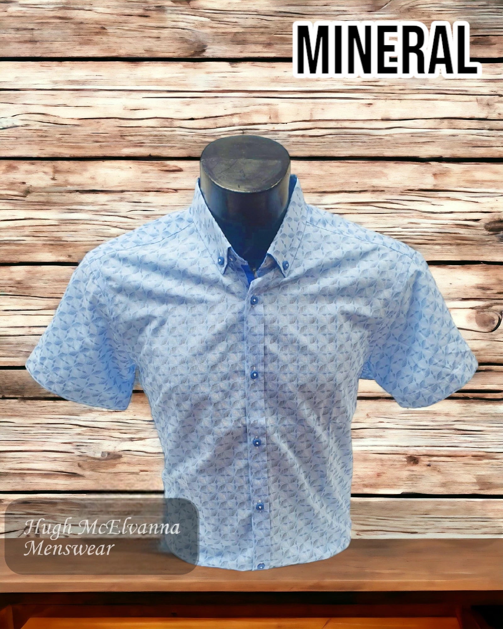 Mineral Blue Short Sleeve Shirt - ROCHE - Hugh McElvanna Menswear 