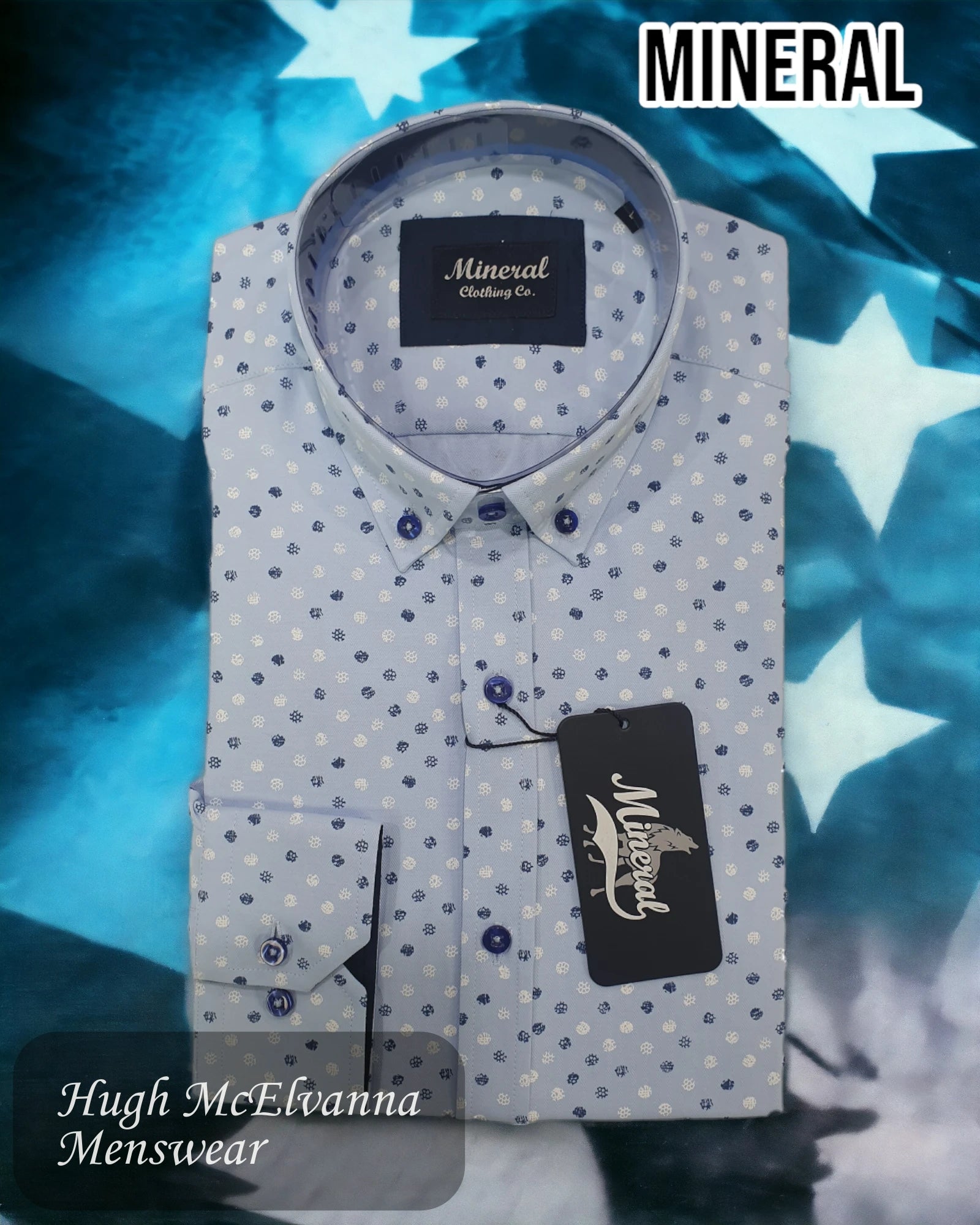 Mineral Sky Blue Fashion Long Sleeve Shirt - Hugh McElvanna Menswear 