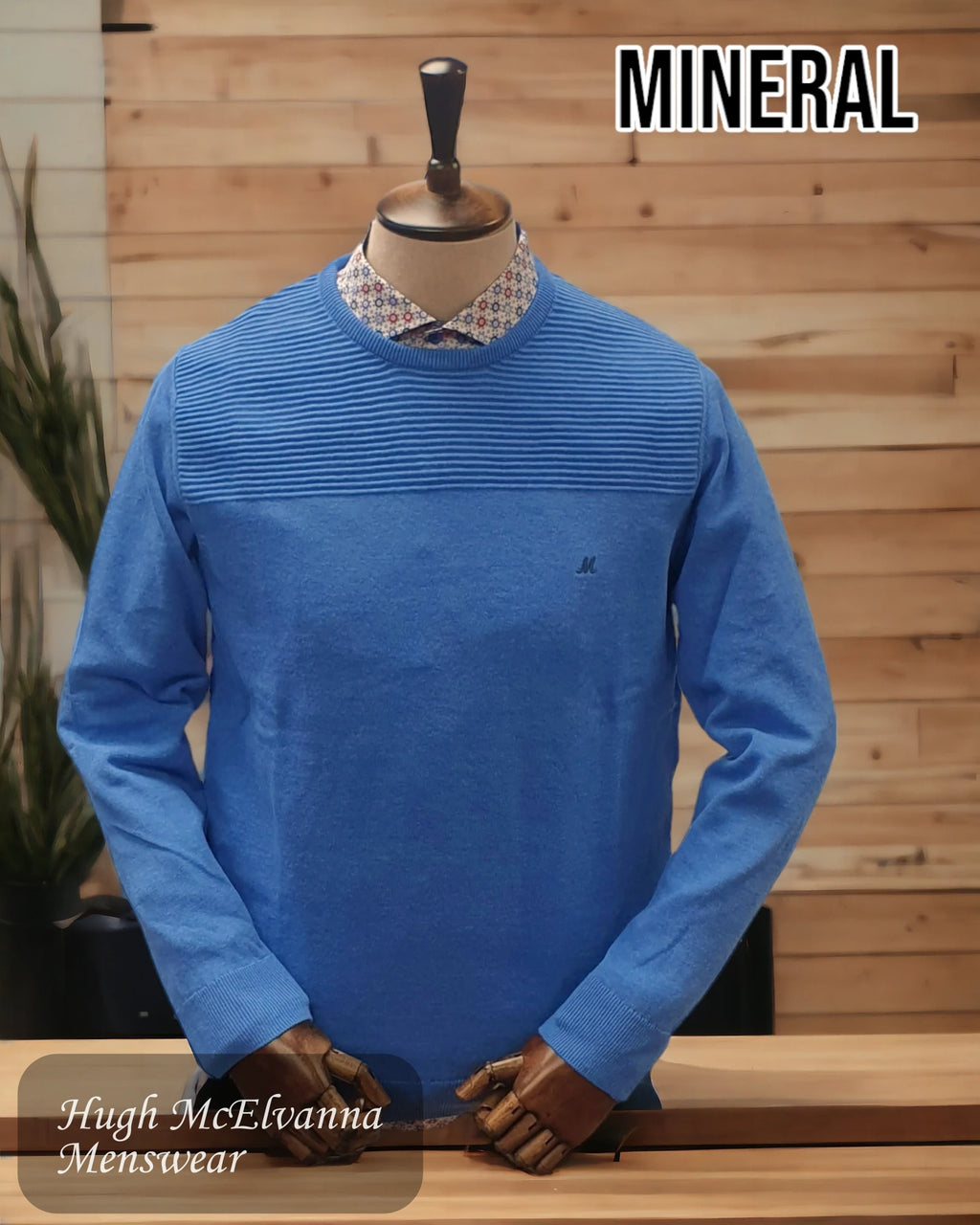 Mineral Blue Round Neck Pullover - Waverly