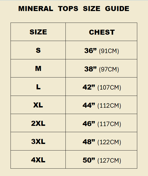 Mineral Size Guide - Tops